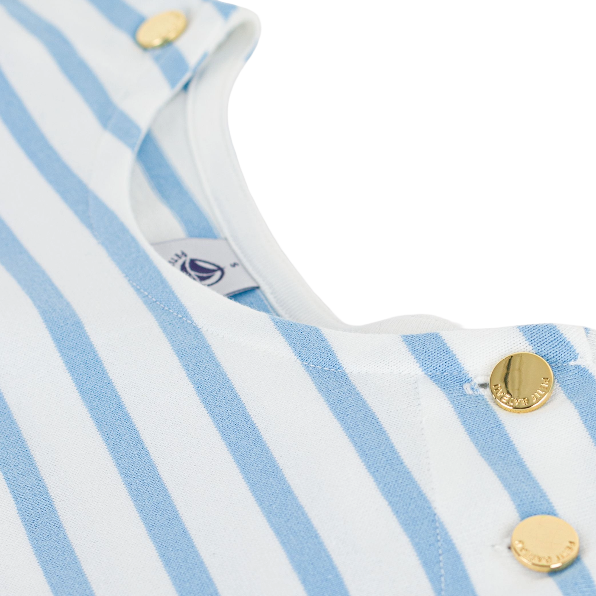 T-shirt met rechte pasvorm en streepdessin met knoopdetails PETIT BATEAU Blauw
