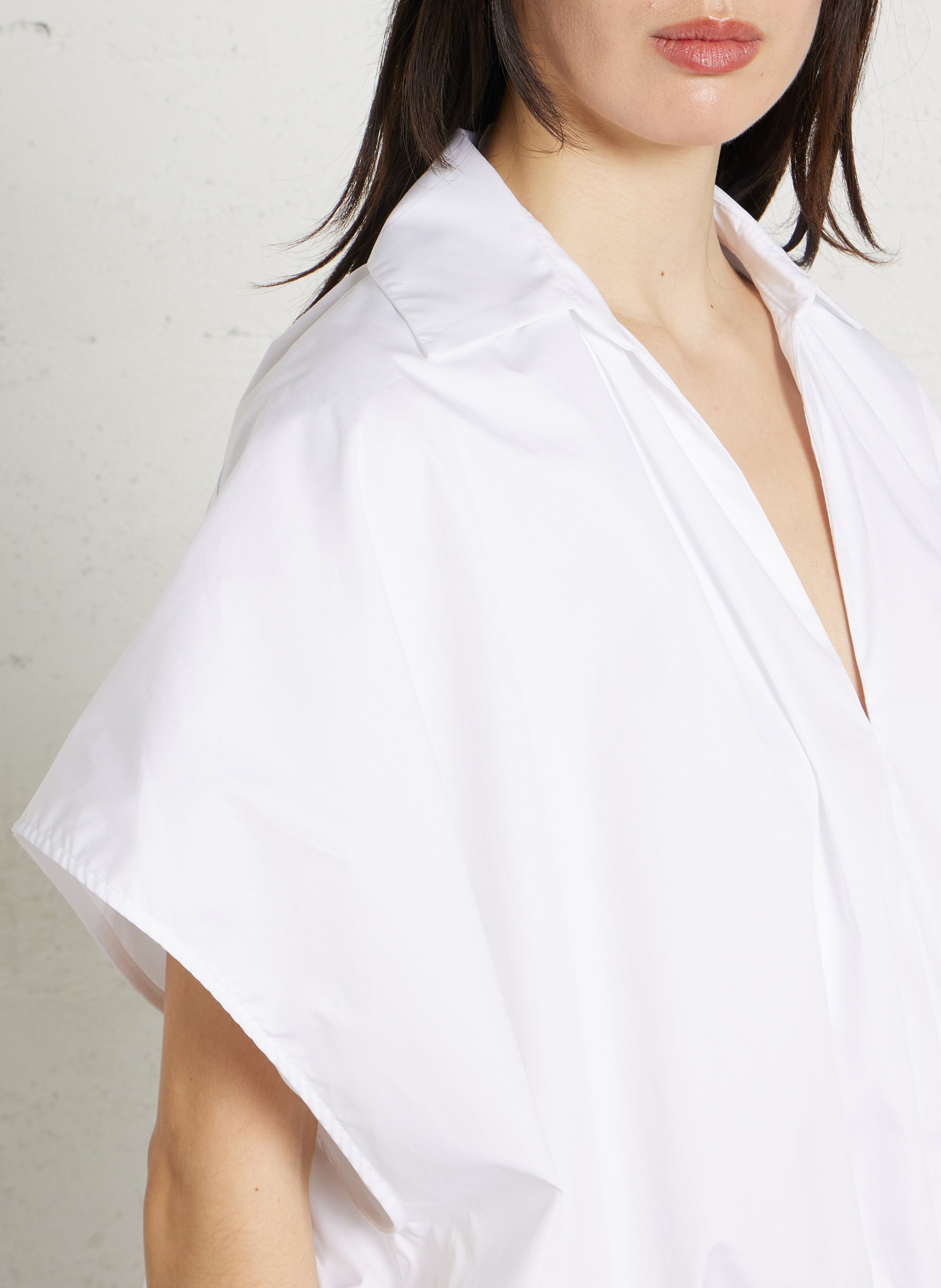 V-neck cotton blouse IMPERIAL White