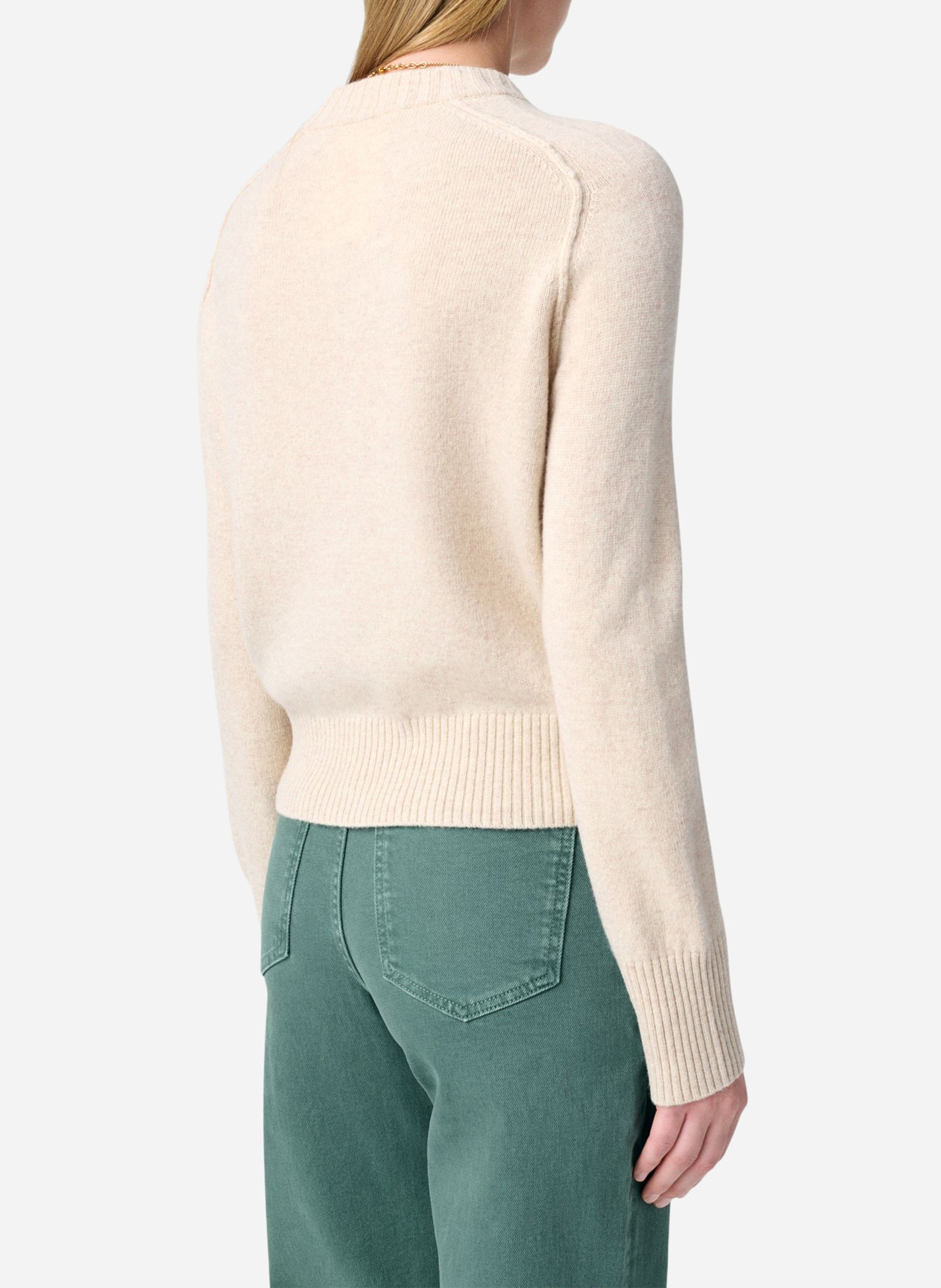 Pull col rond en laine mélangée Blanc