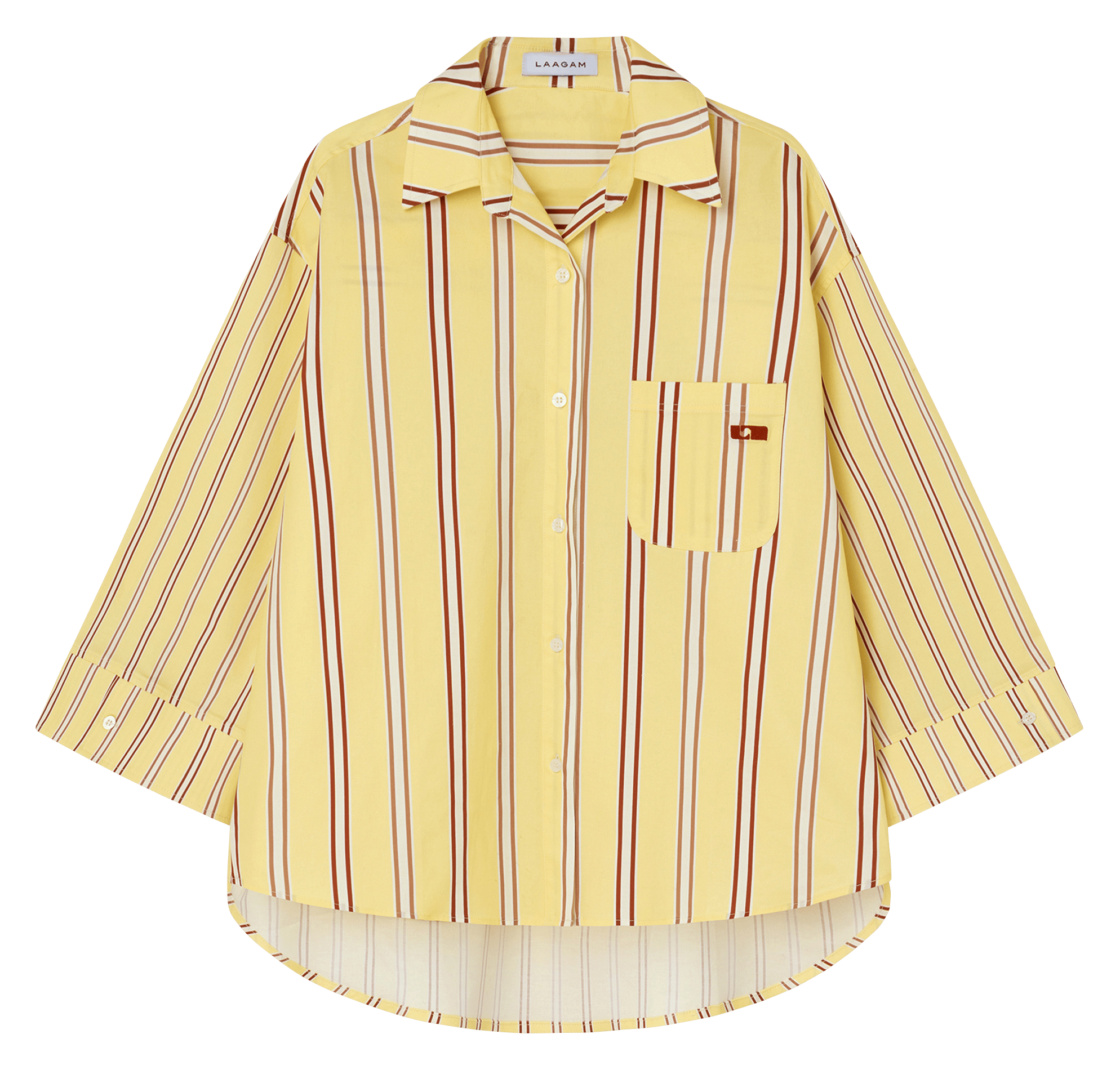 Chemise col classique manches contrastantes en coton LAAGAM Yellow