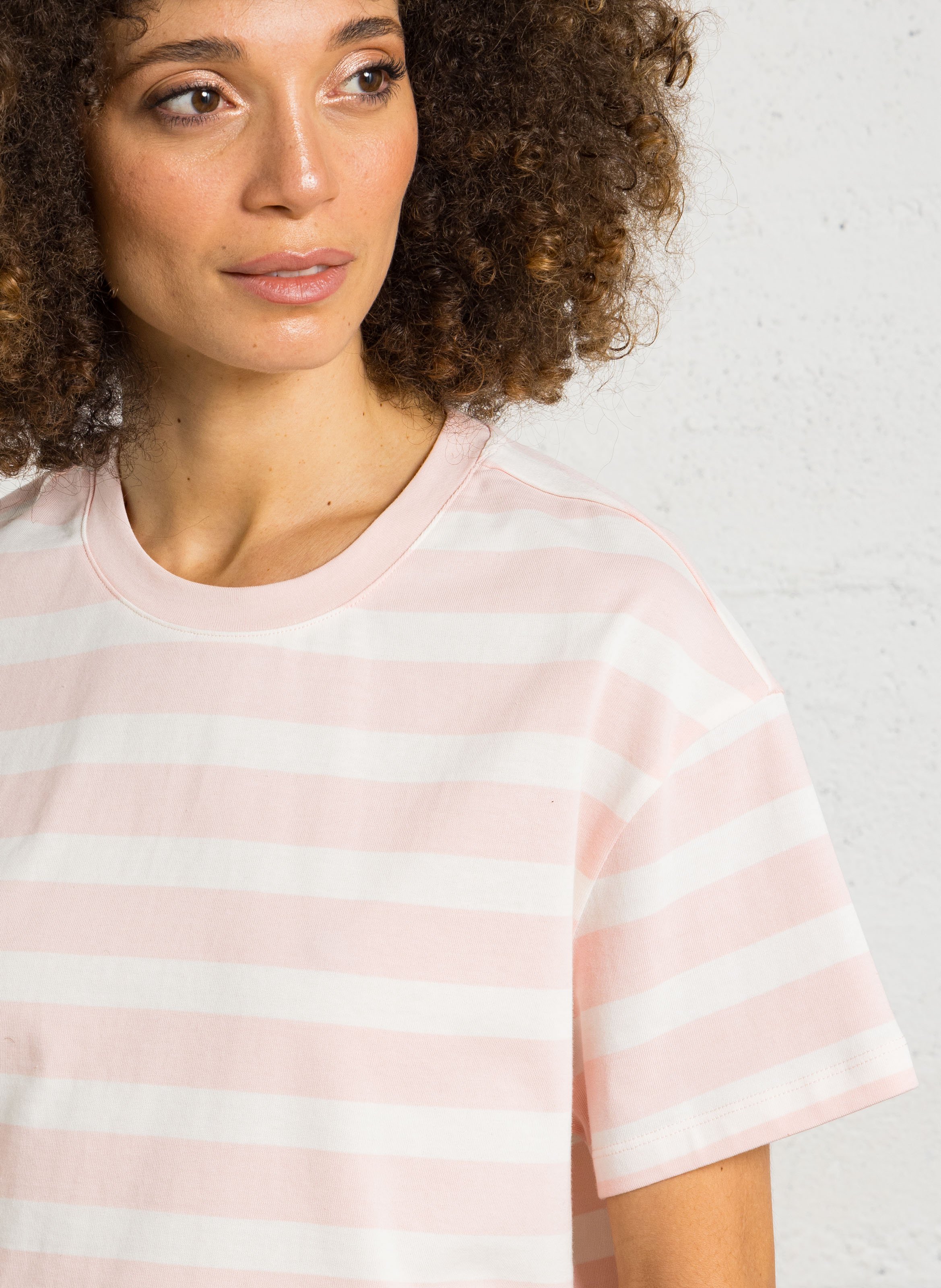 Tee-shirt oversize col rond en coton DES PETITS HAUTS Rose