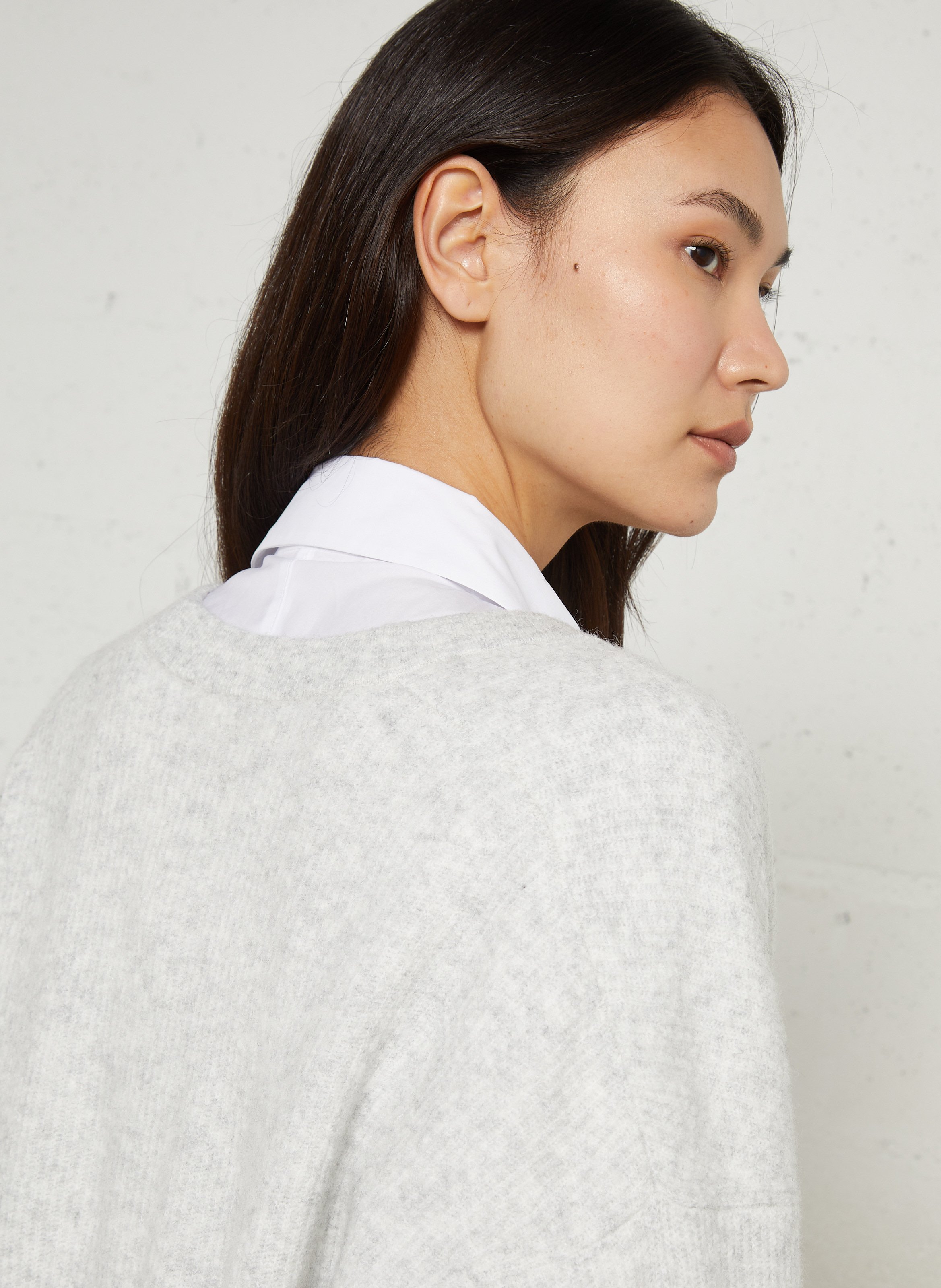 Oversized ronde hals gebreid vest AMERICAN VINTAGE Grijs