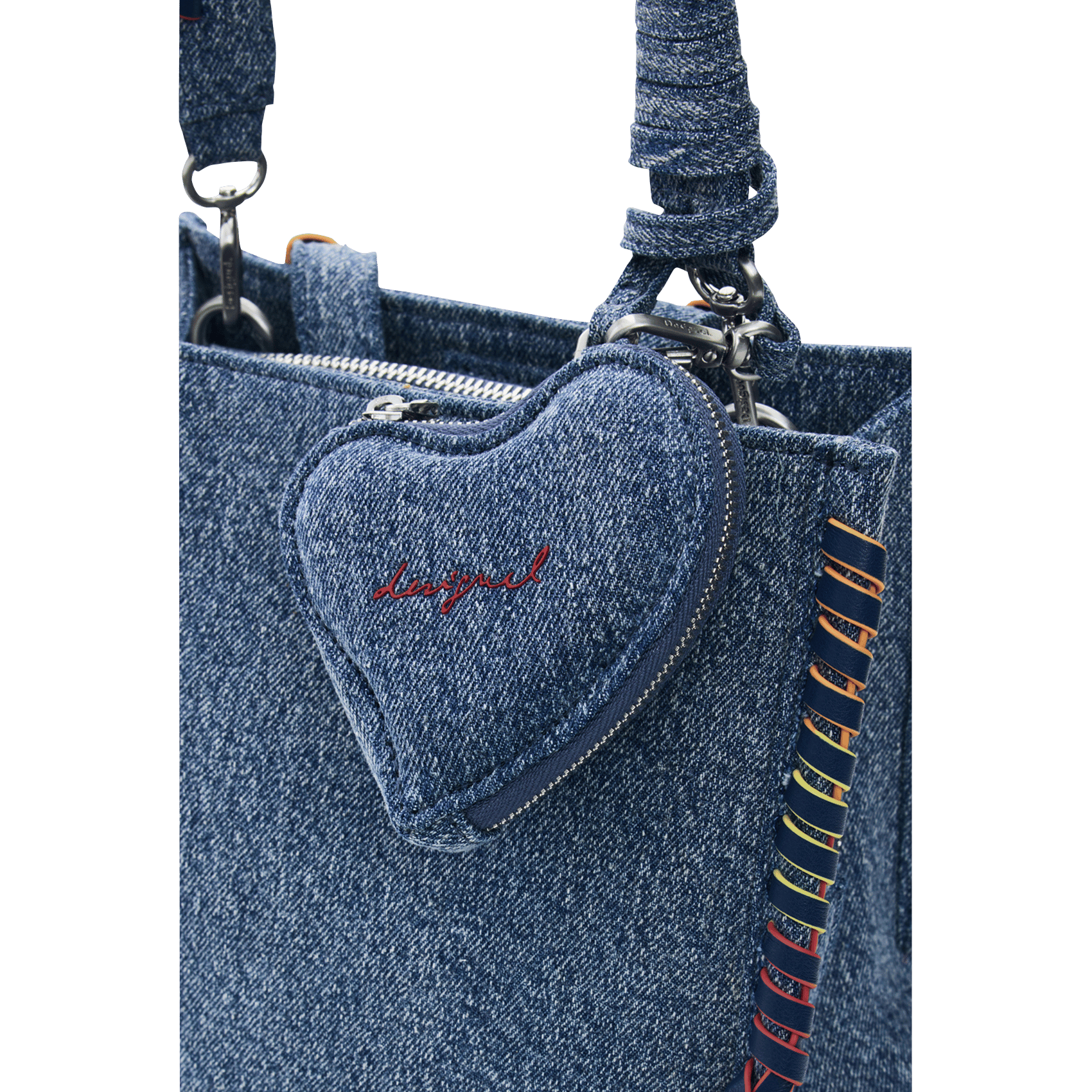 Denim backpack with heart DESIGUAL Blue