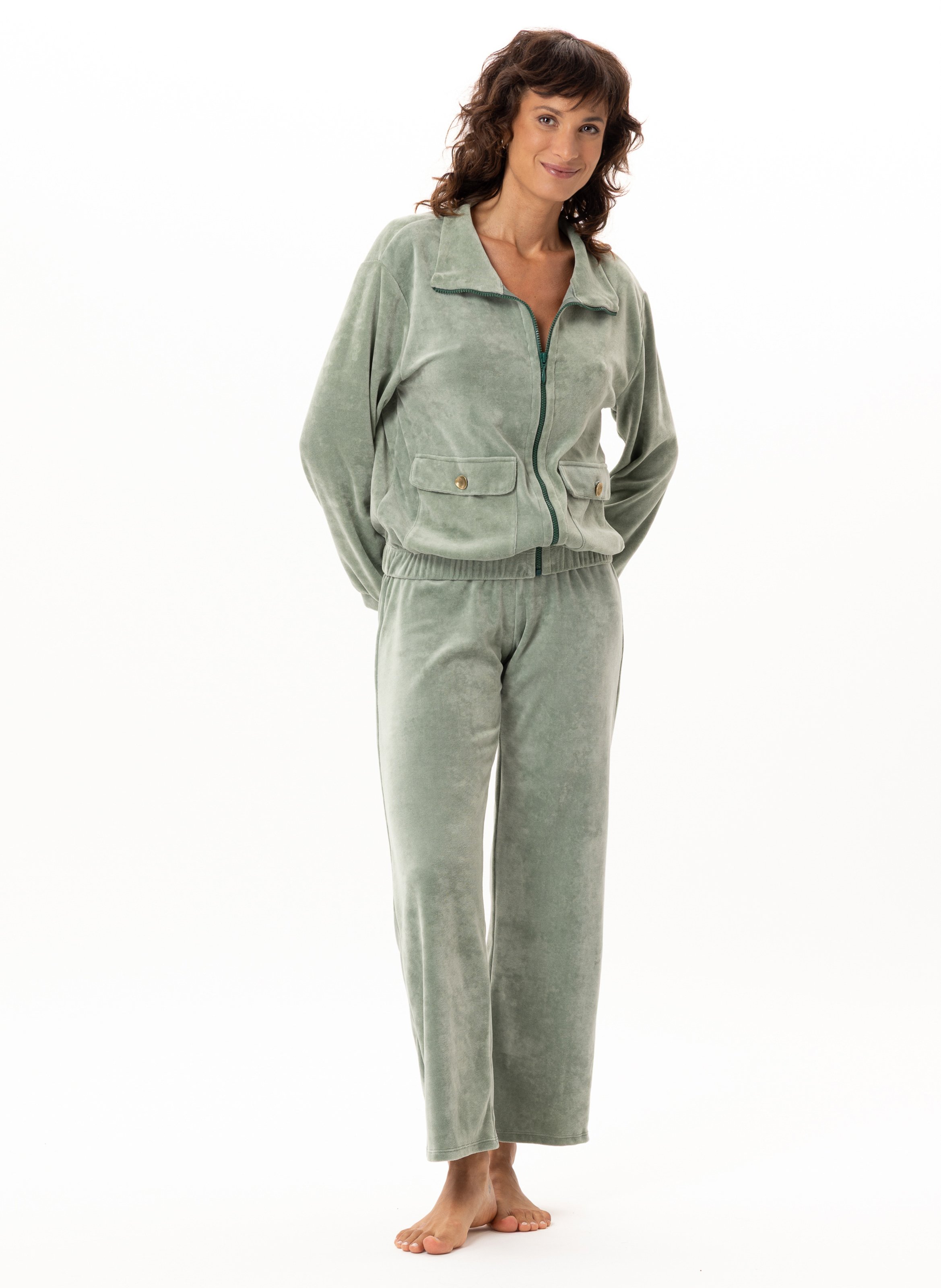 Ensemble homewear zippé en velours LE CHAT Vert