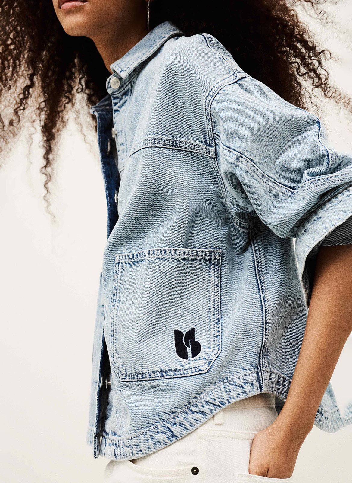 Veste ample boutonnée en jean délavé  BA&SH Bleu