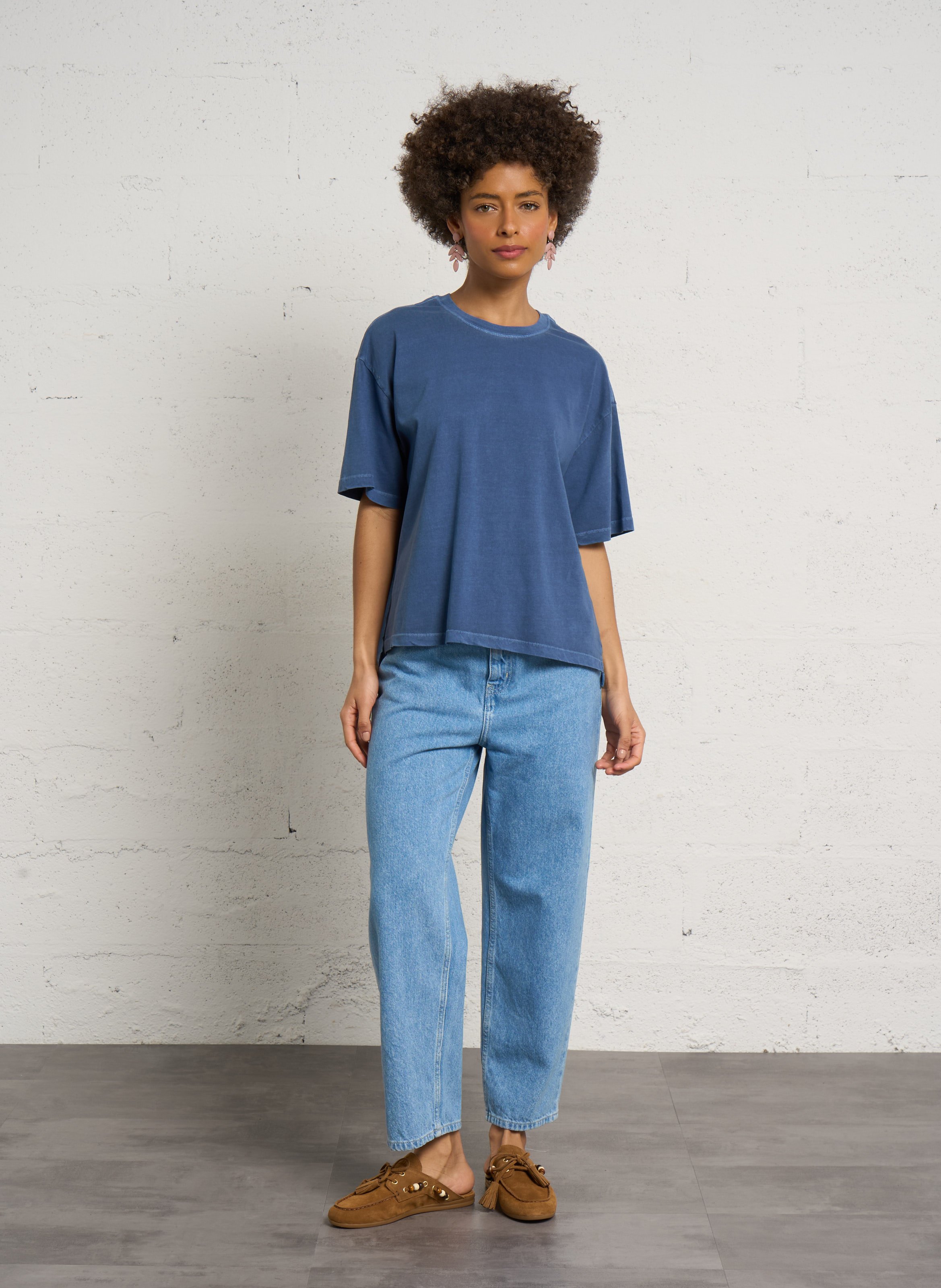 Oversized round-neck cotton T-shirt HOD PARIS Blue