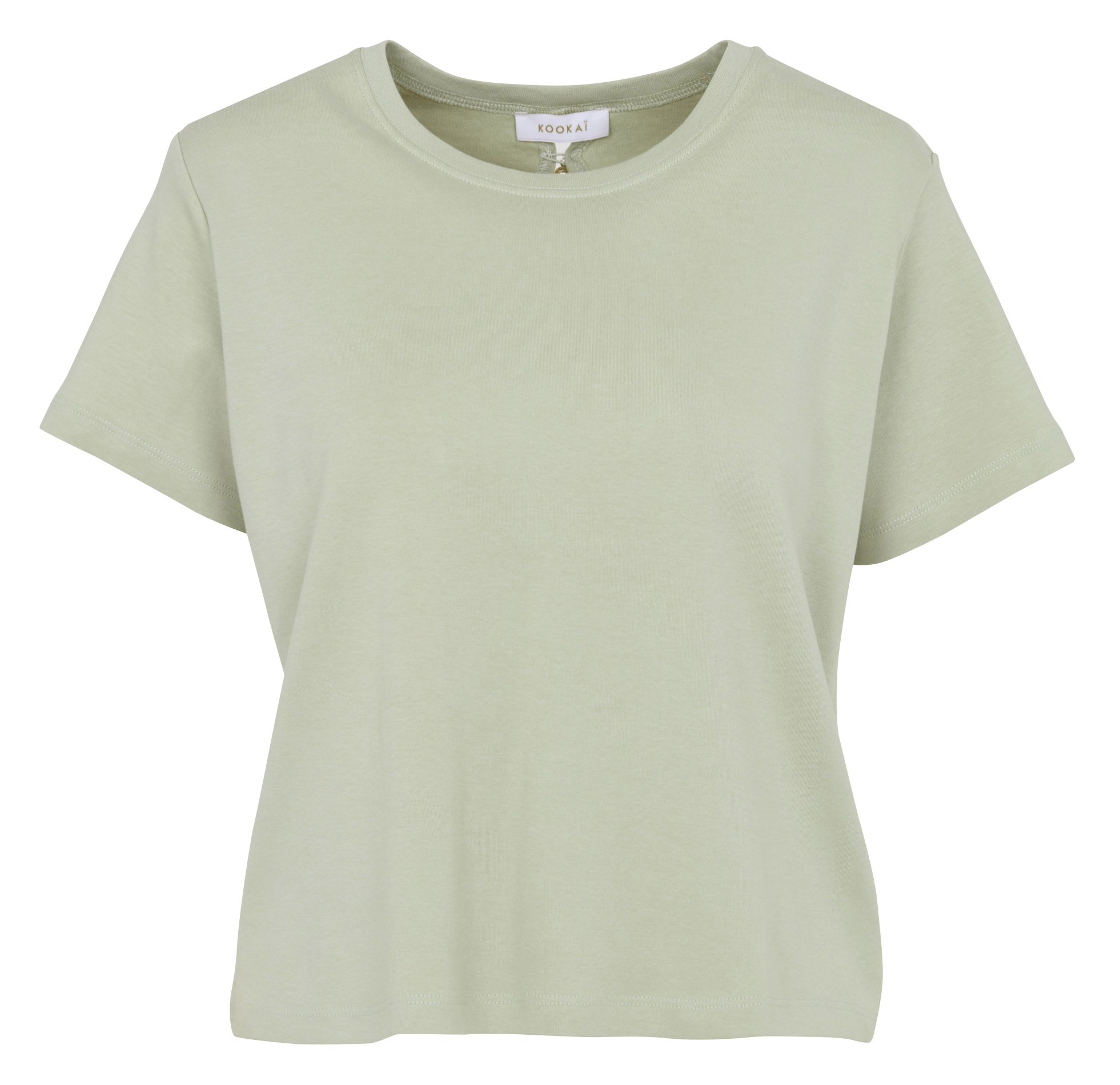 Gerader unifarbener T-Shirt mit geknöpftem Rücken KOOKAI Grun