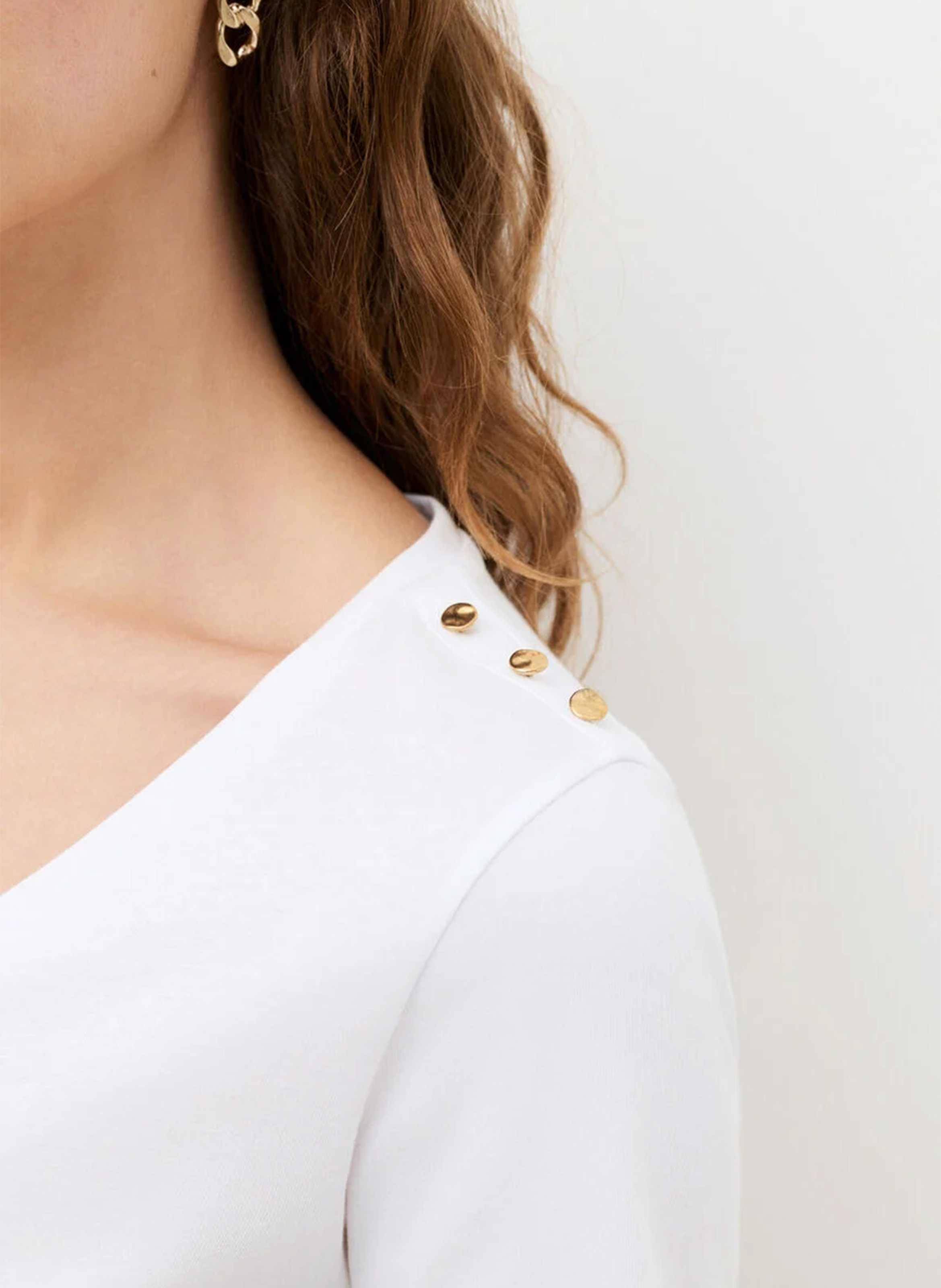 V-neck cotton T-shirt CAROLL White