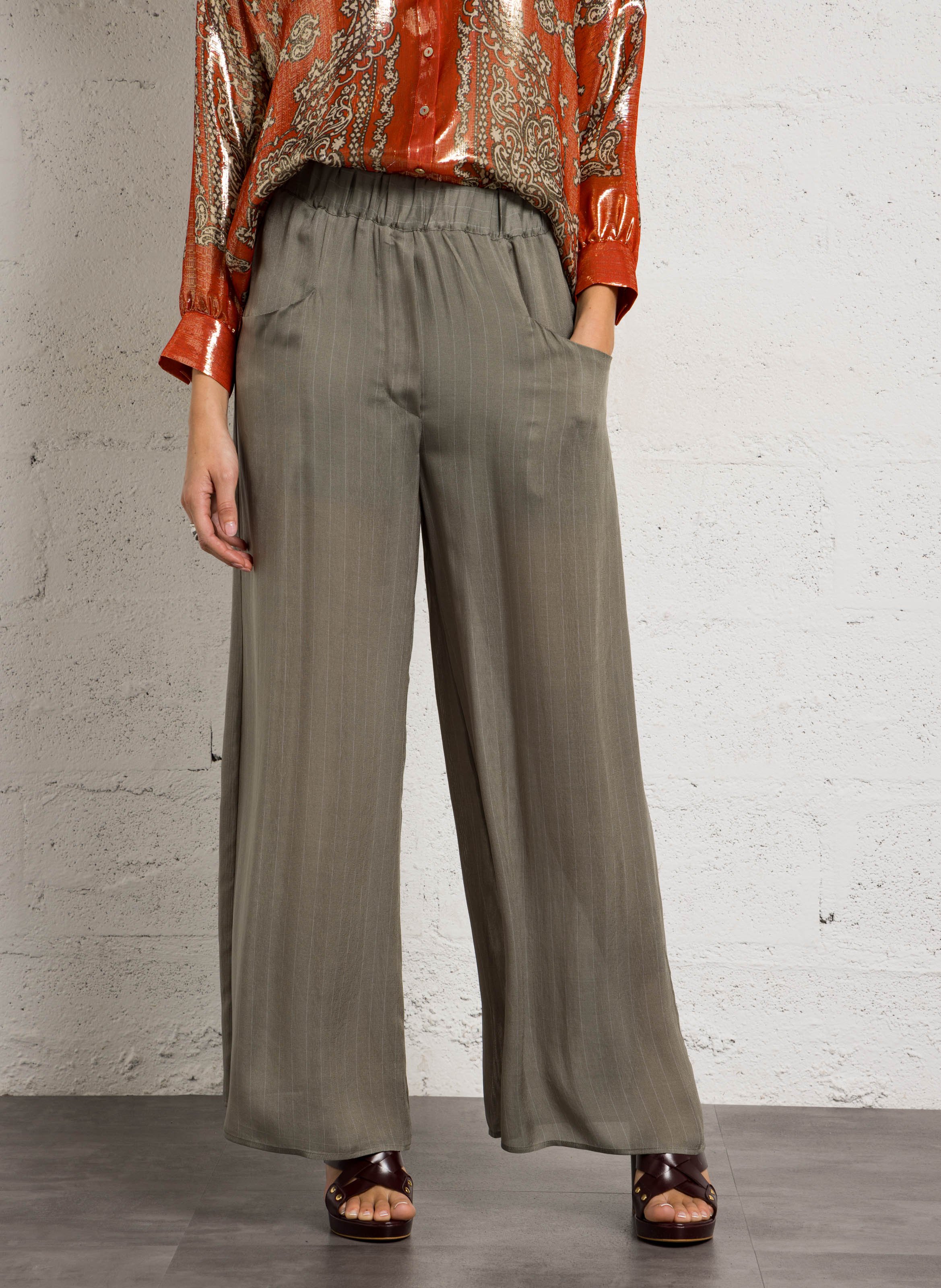 Pantalon large rayé MARGAUX LONNBERG Kaki