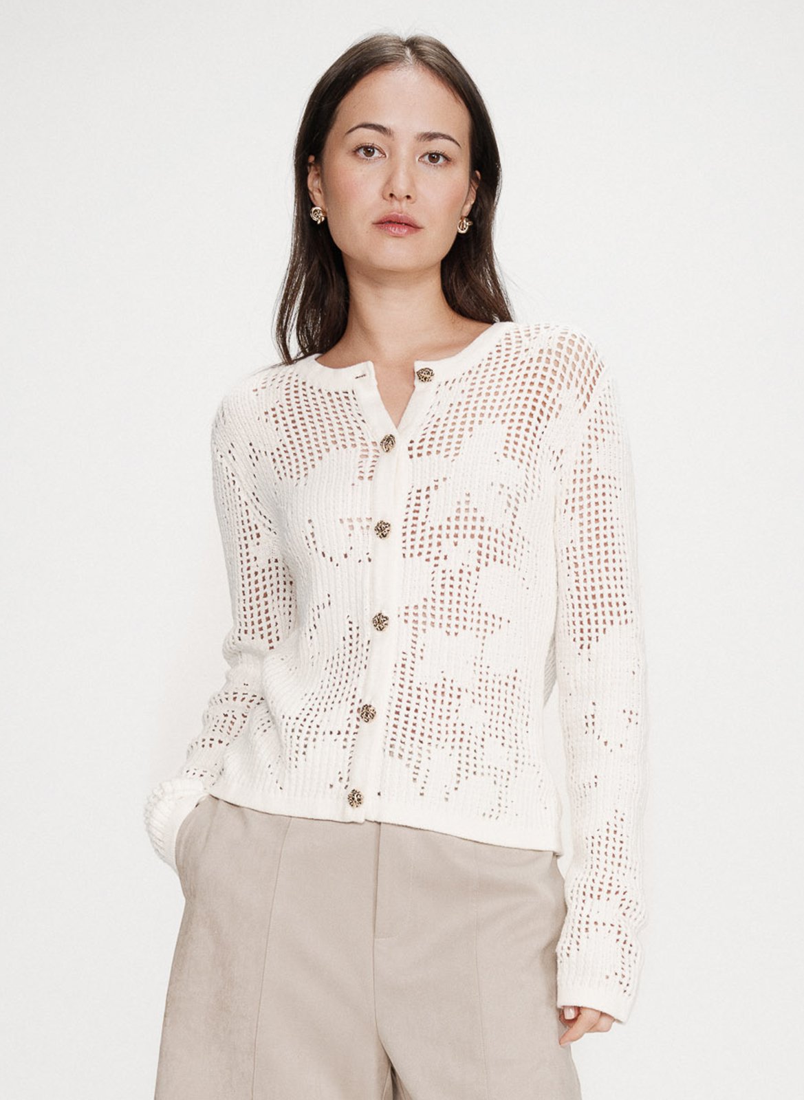 Gilet col rond  GRACE ET MILA Blanc