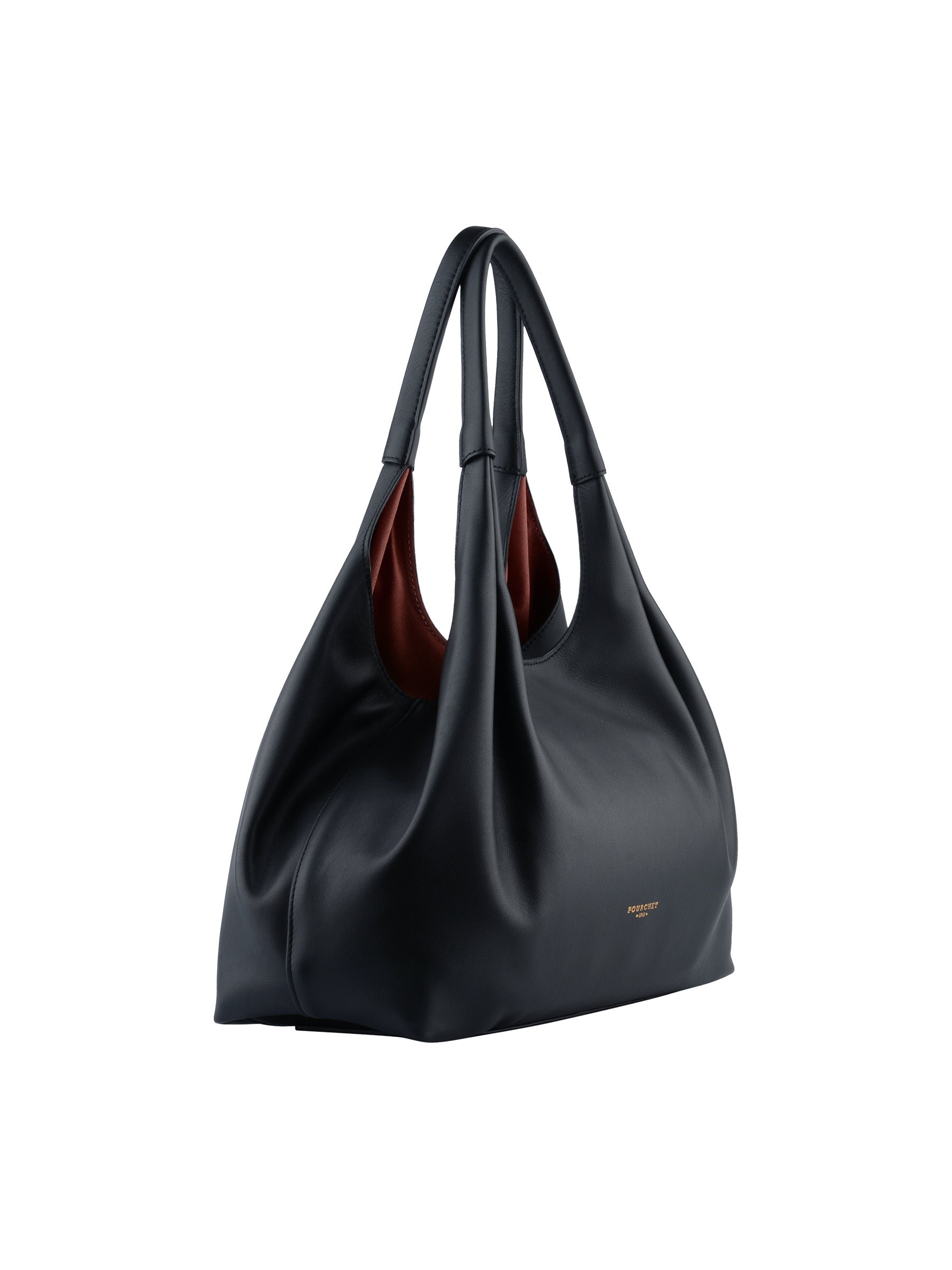 Sac porté épaule en cuir de vachette POURCHET Bleu