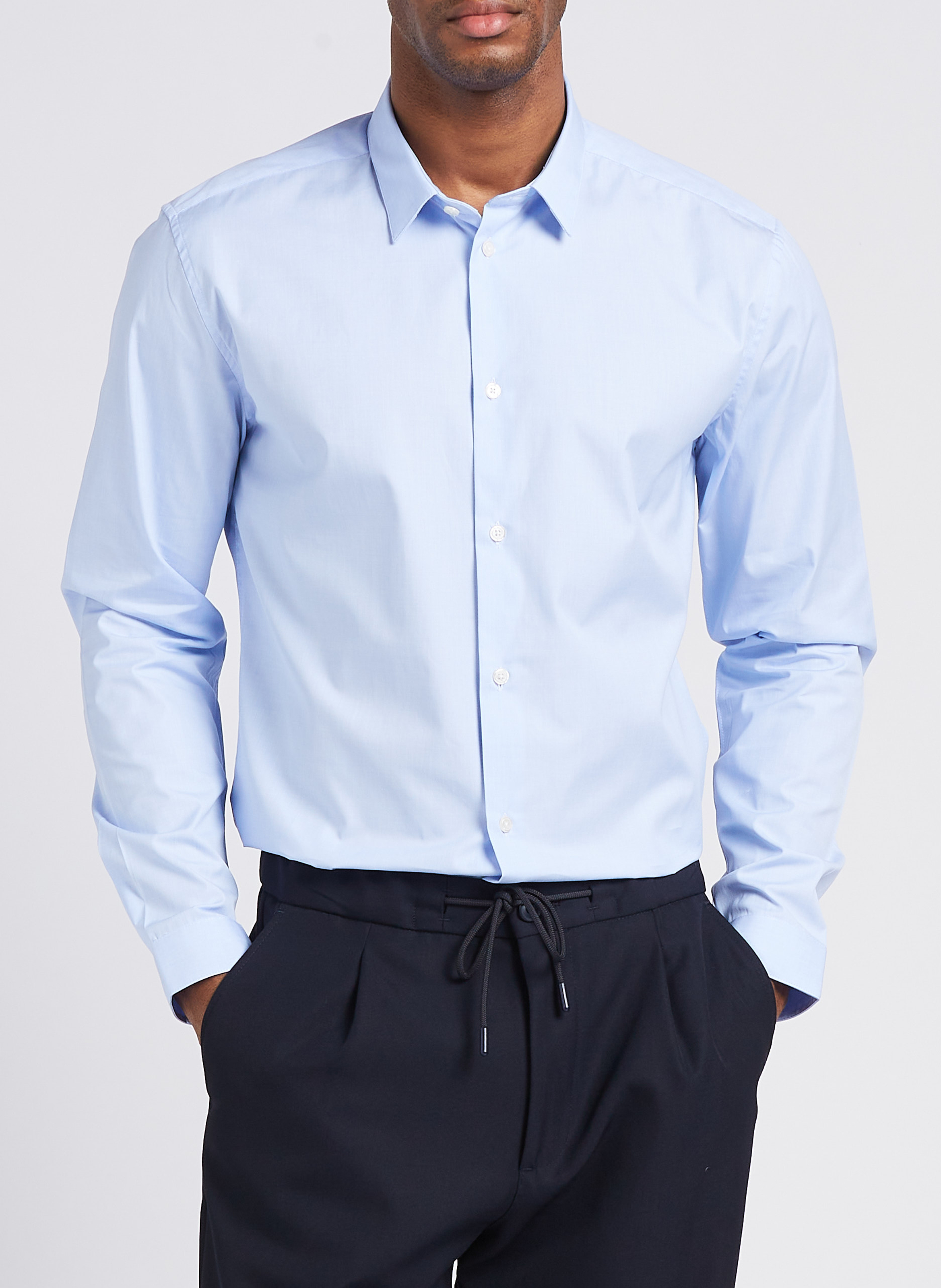Baumwollhemd mit klassischem Kragen, Slim Fit AU PRINTEMPS PARIS Blau