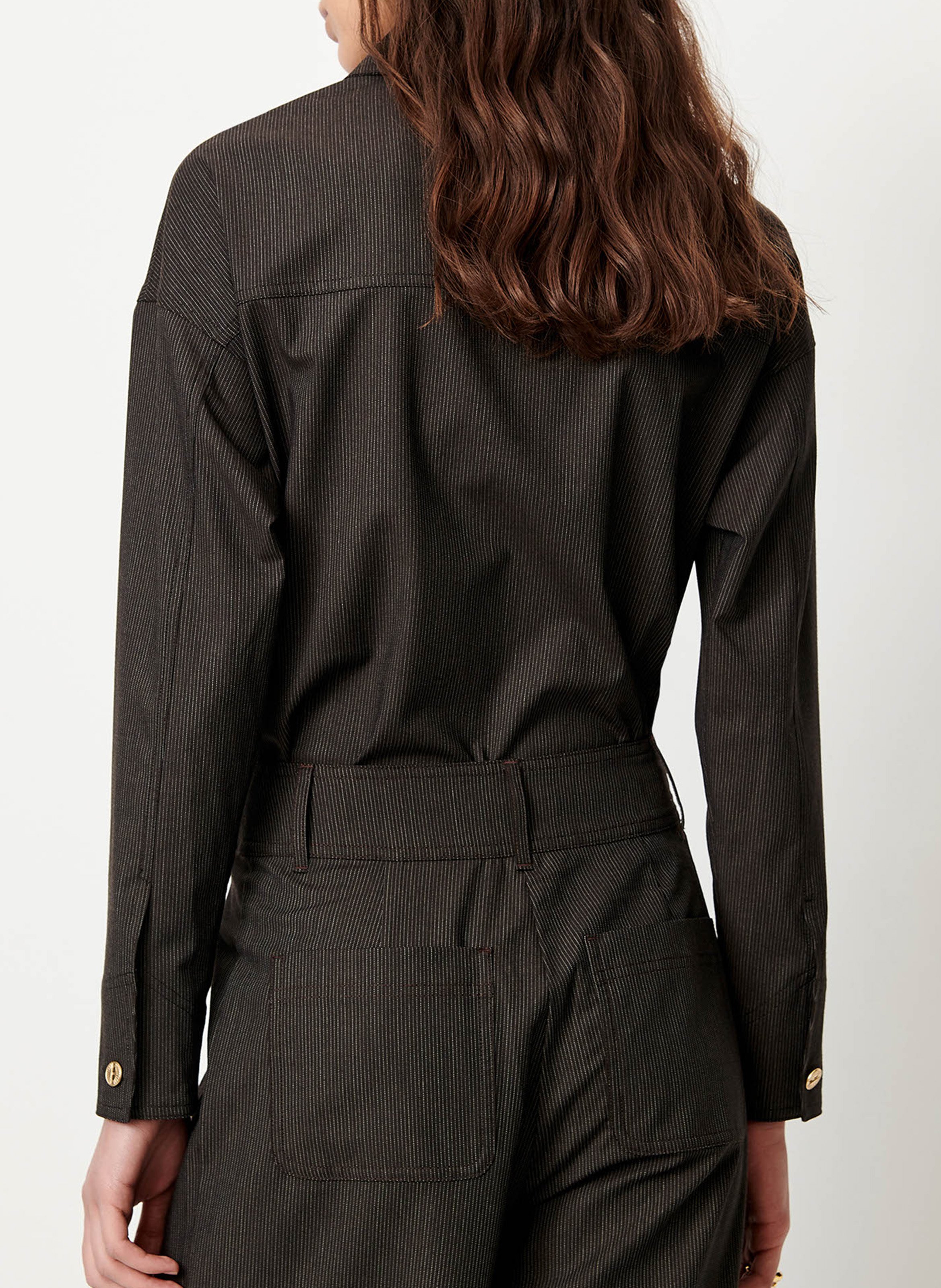 Gerade geschnittene Hemdjacke aus Baumwolle und Leinen mit klassischem Kragen | Braun SESSUN Damen