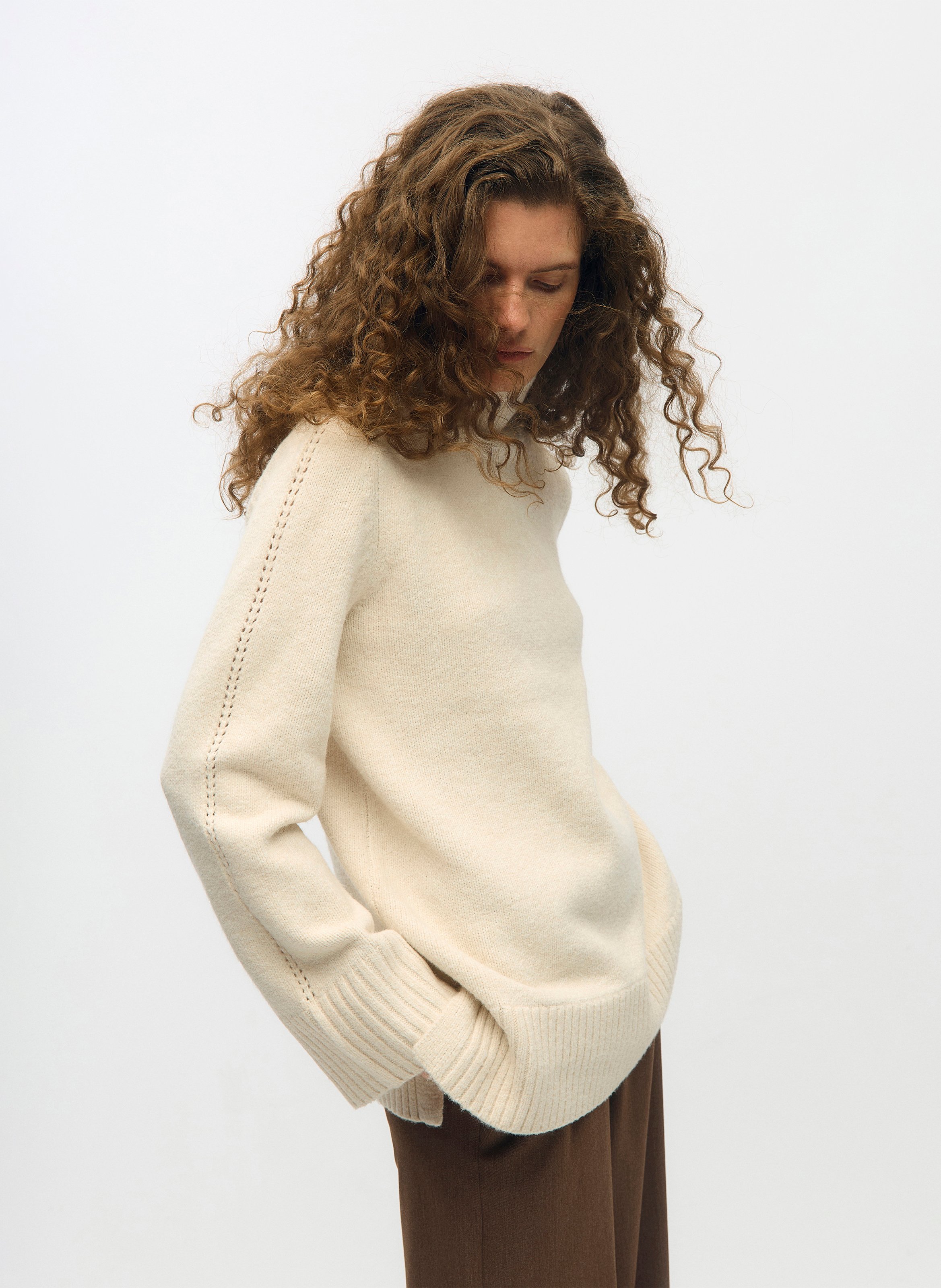 Oversize Rollkragenpullover OBJECT Beige