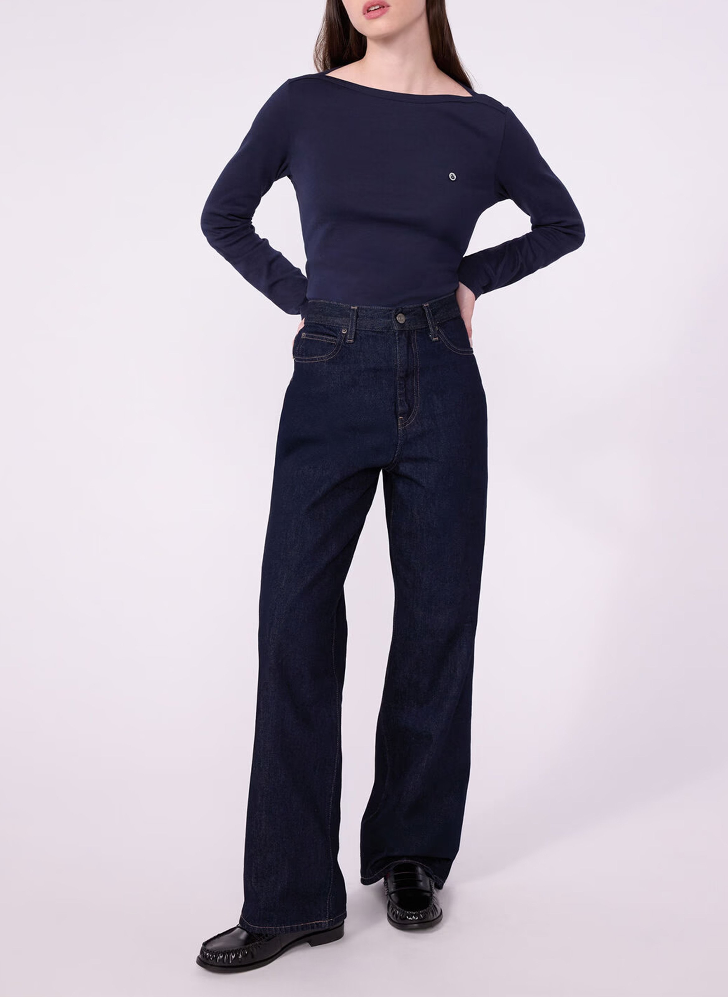 Tee-shirt col droit en coton PETIT BATEAU Bleu