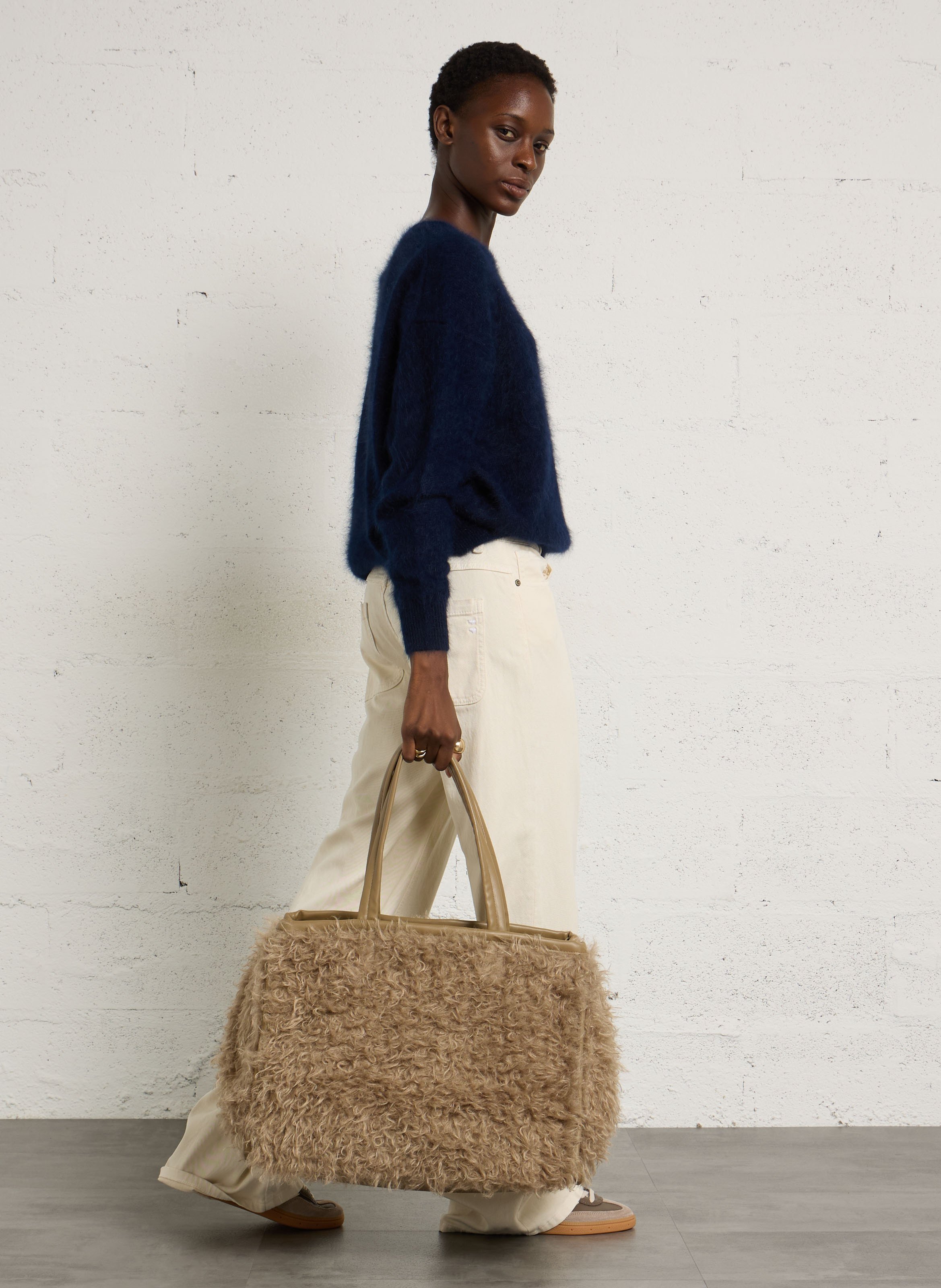 Sac porté épaule en fourrure synthétique BELLEROSE Marron