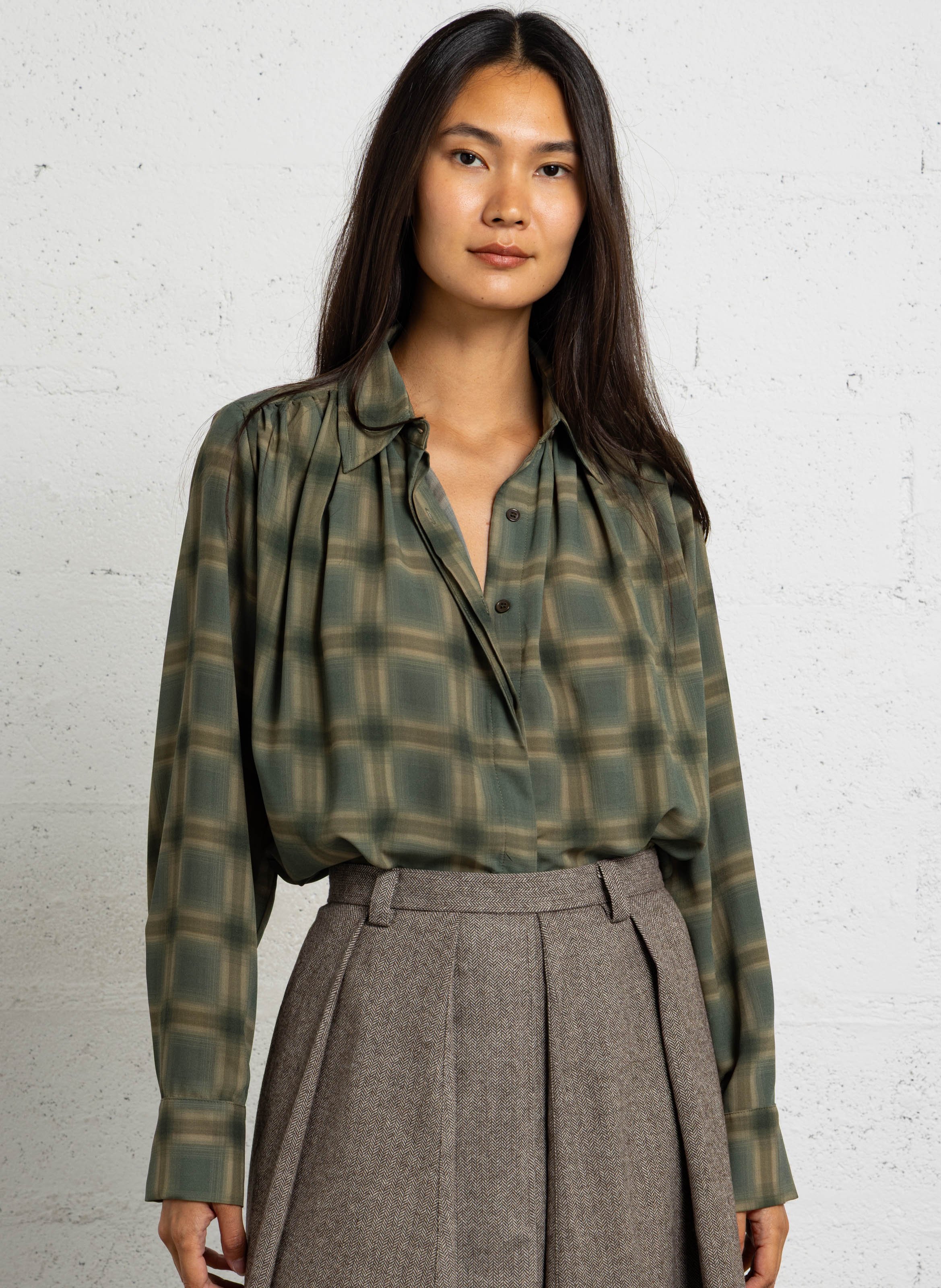 Chemise col classique à carreaux SEE U SOON Vert