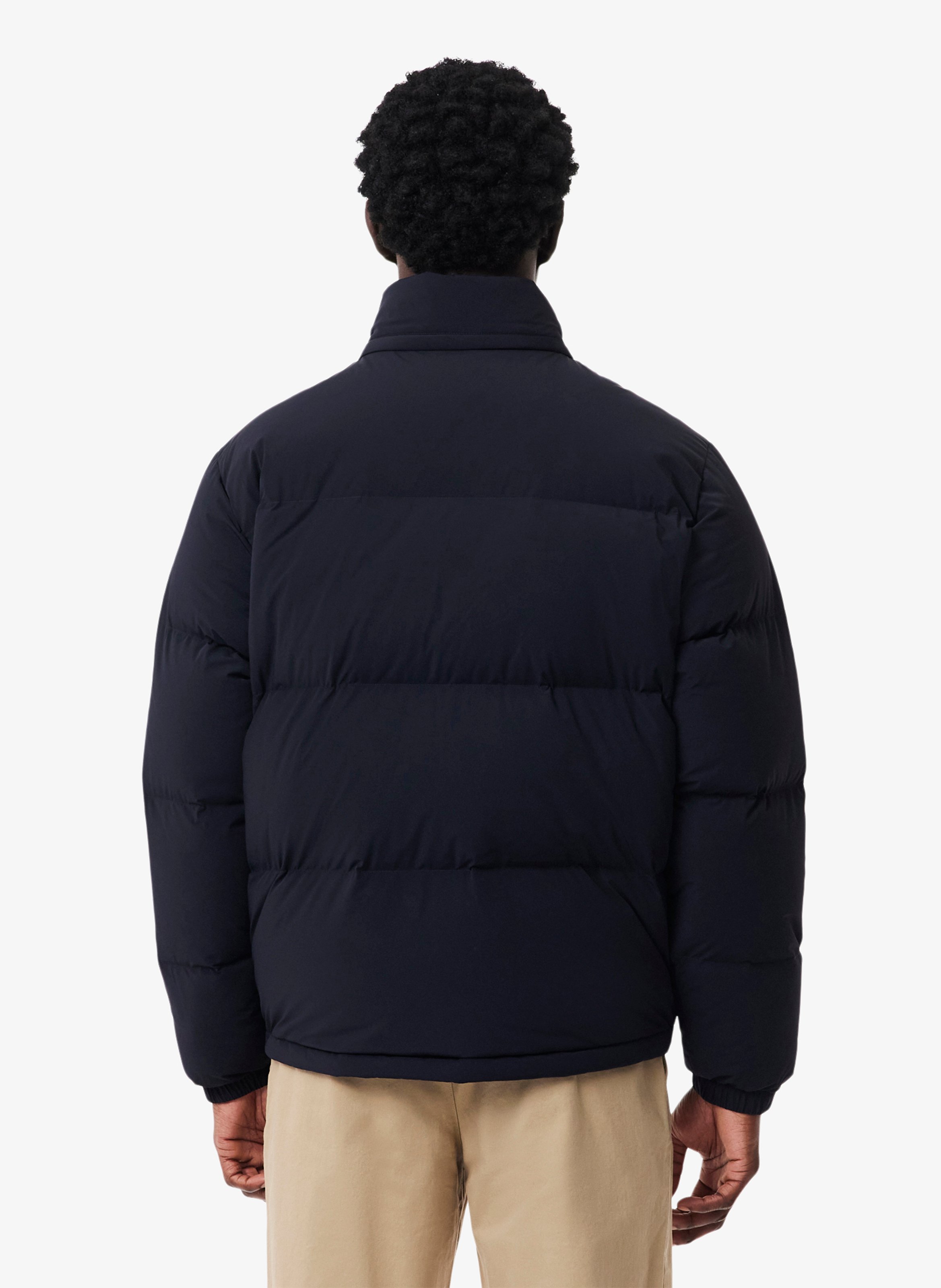 Straight quilted jacket with high collar and water-repellent hood LACOSTE Blue