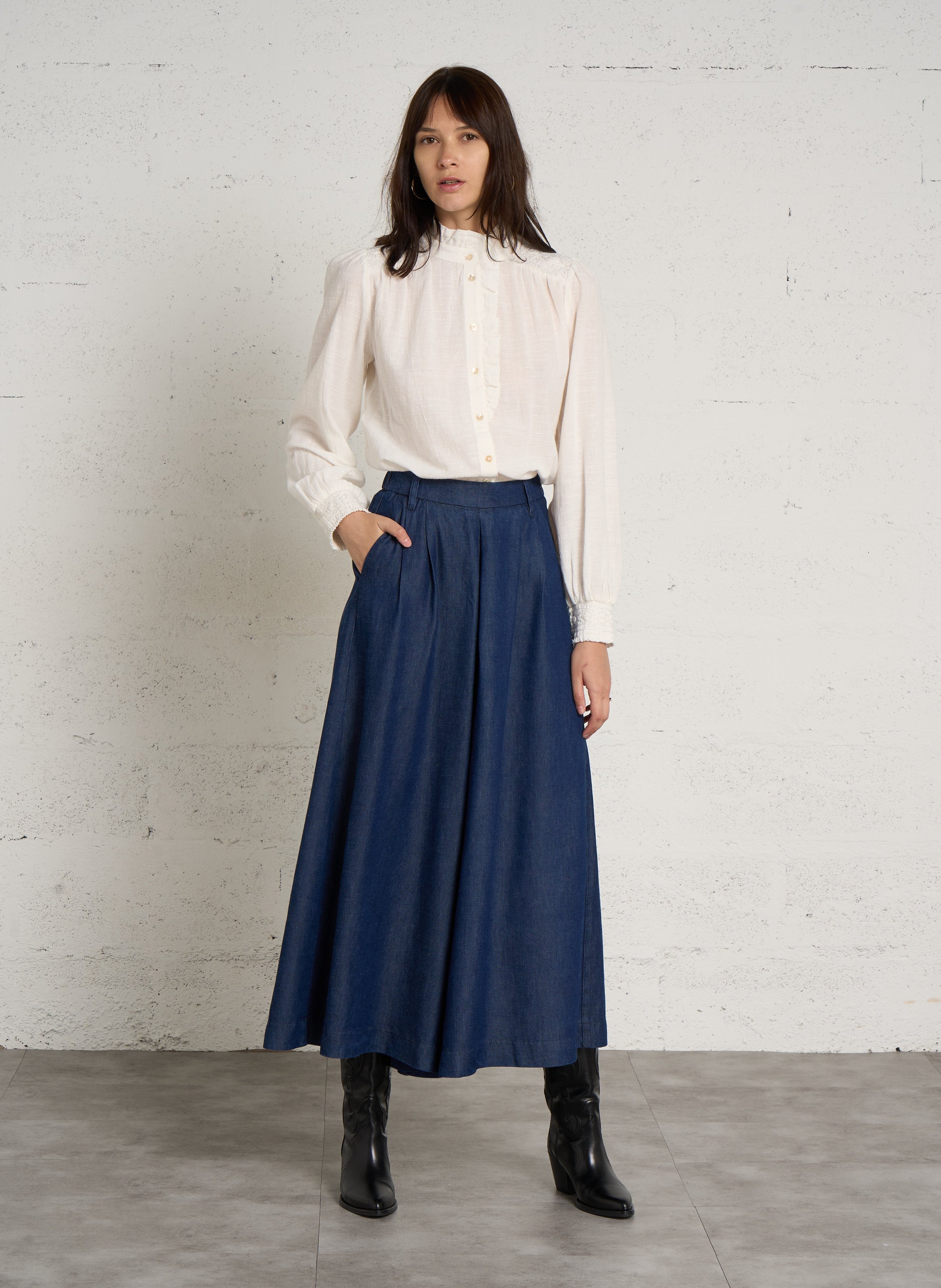 Wijde denim broek MAISON 123 Blauw
