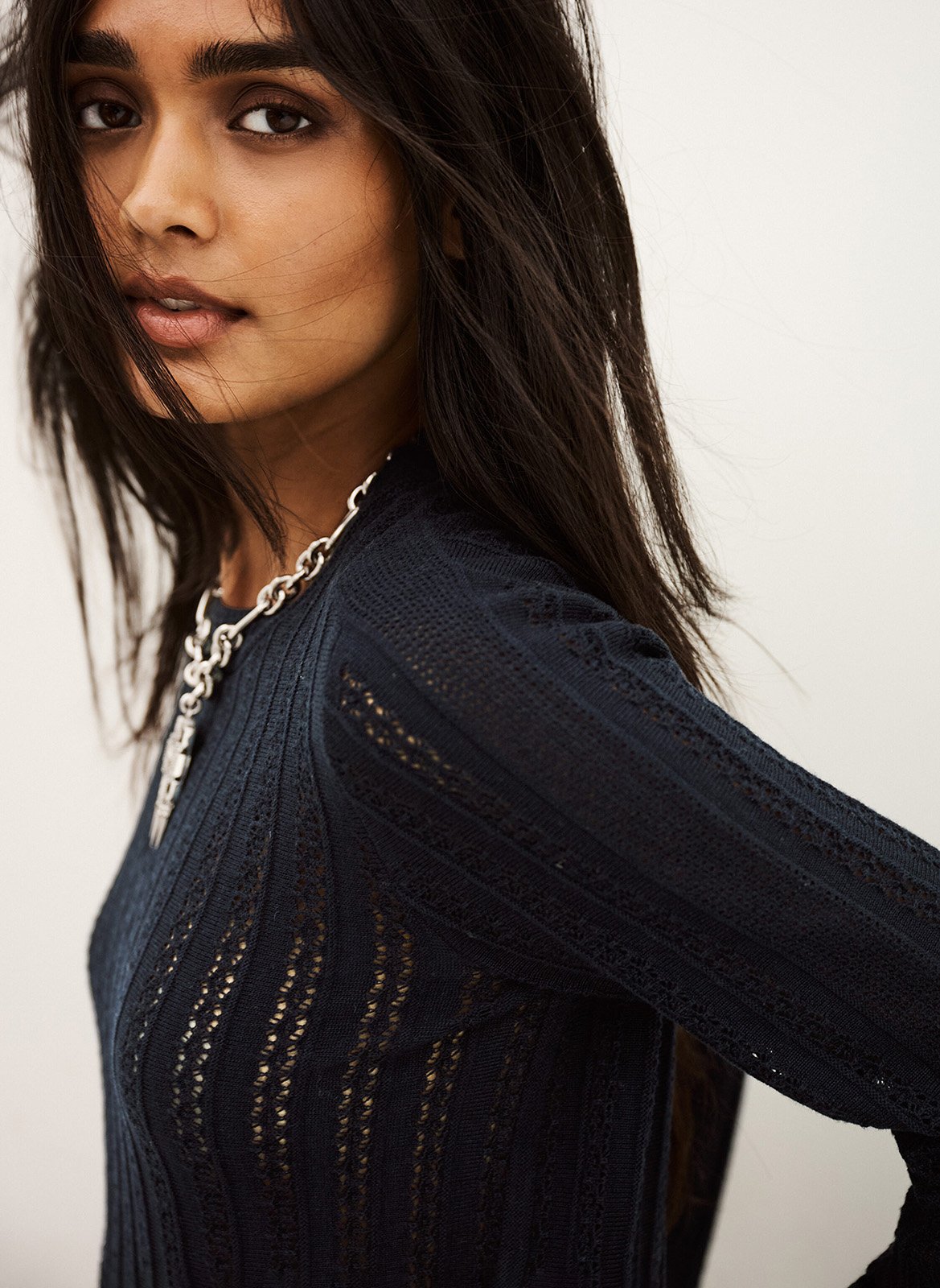 Pull droit col rond en laine mélangée BA&SH Bleu
