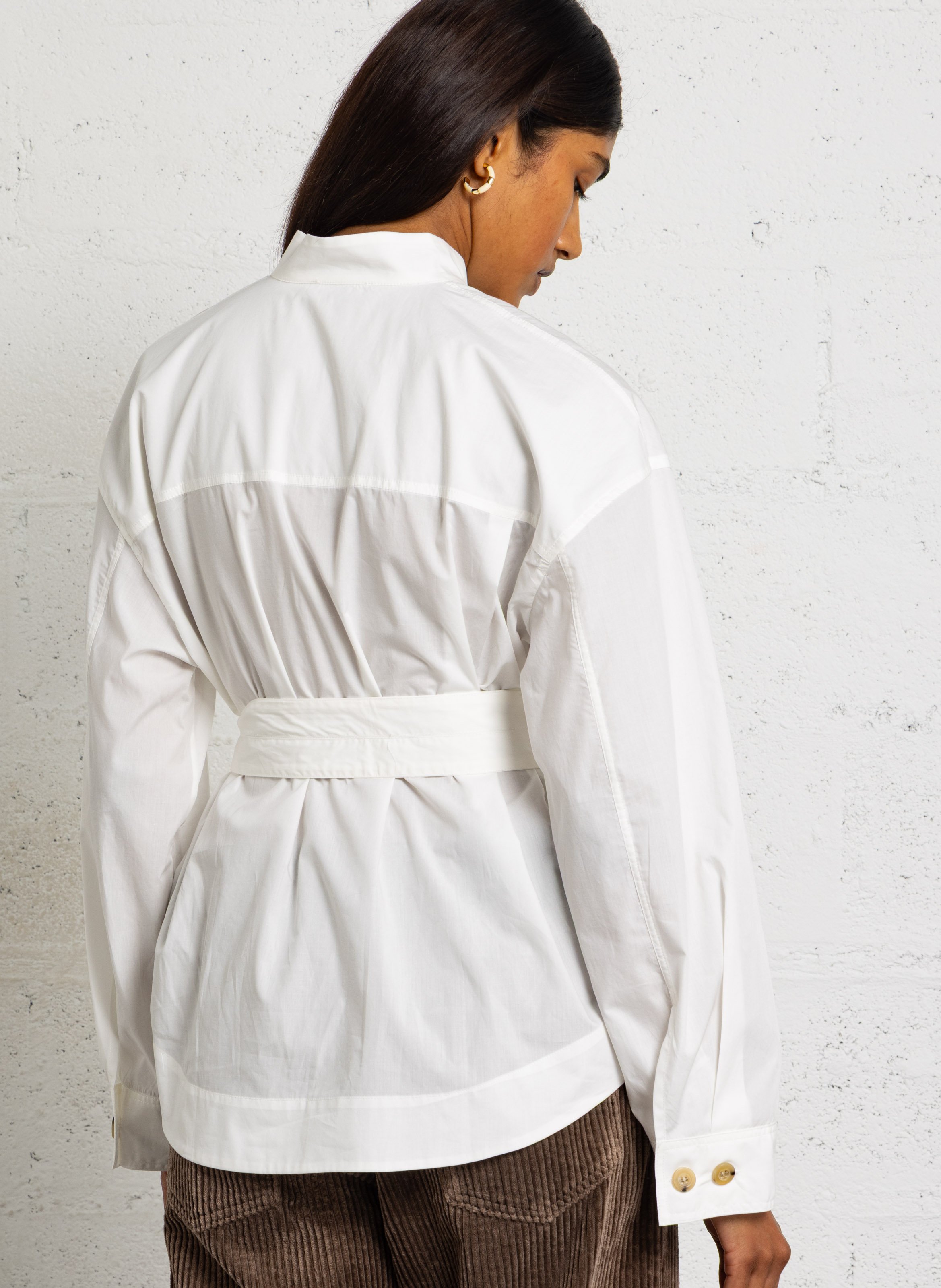 Camicia con cintura in cotone biologico SOEUR Bianco