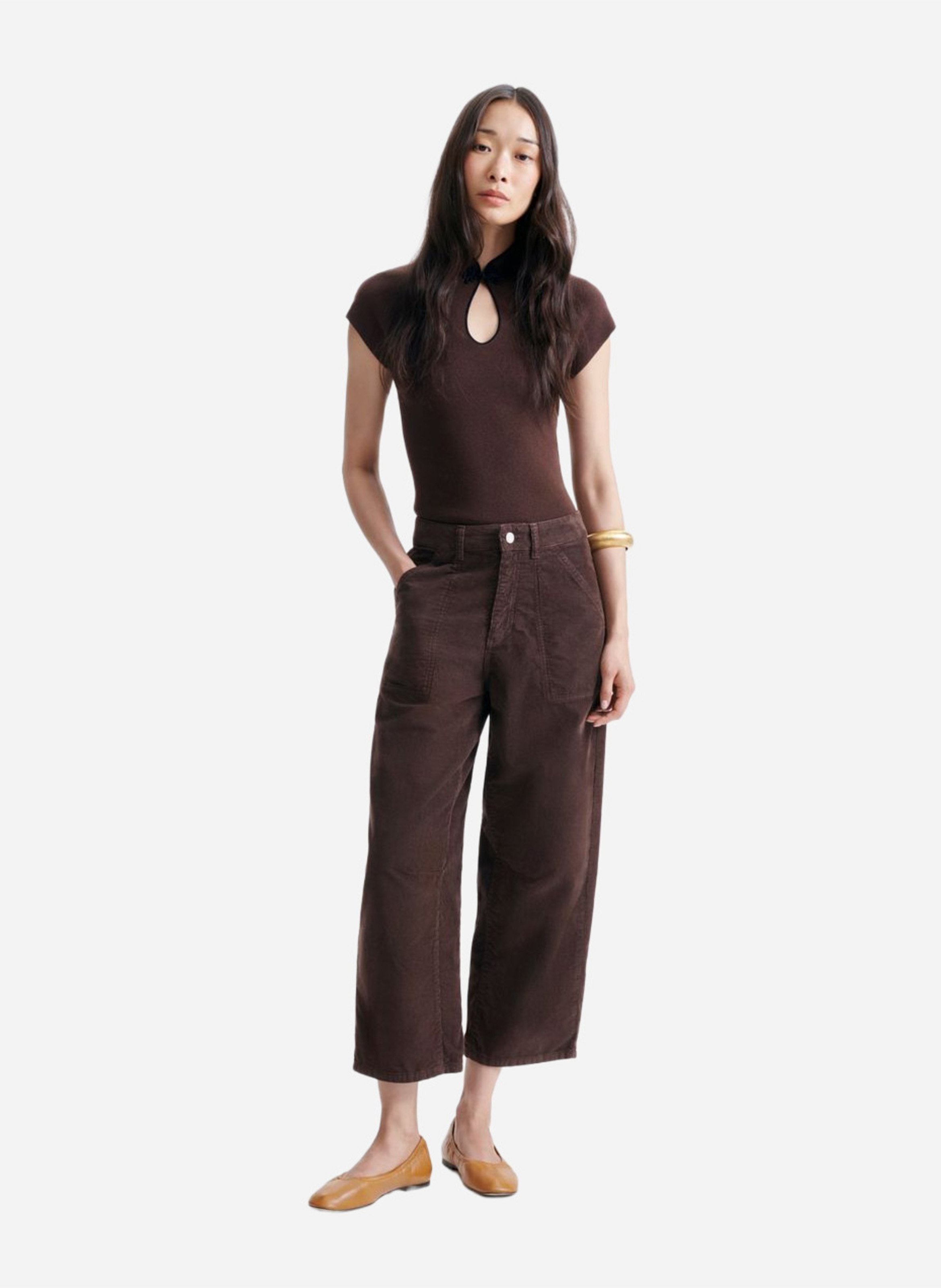 Wide-leg cropped jeans VANESSA BRUNO Brown