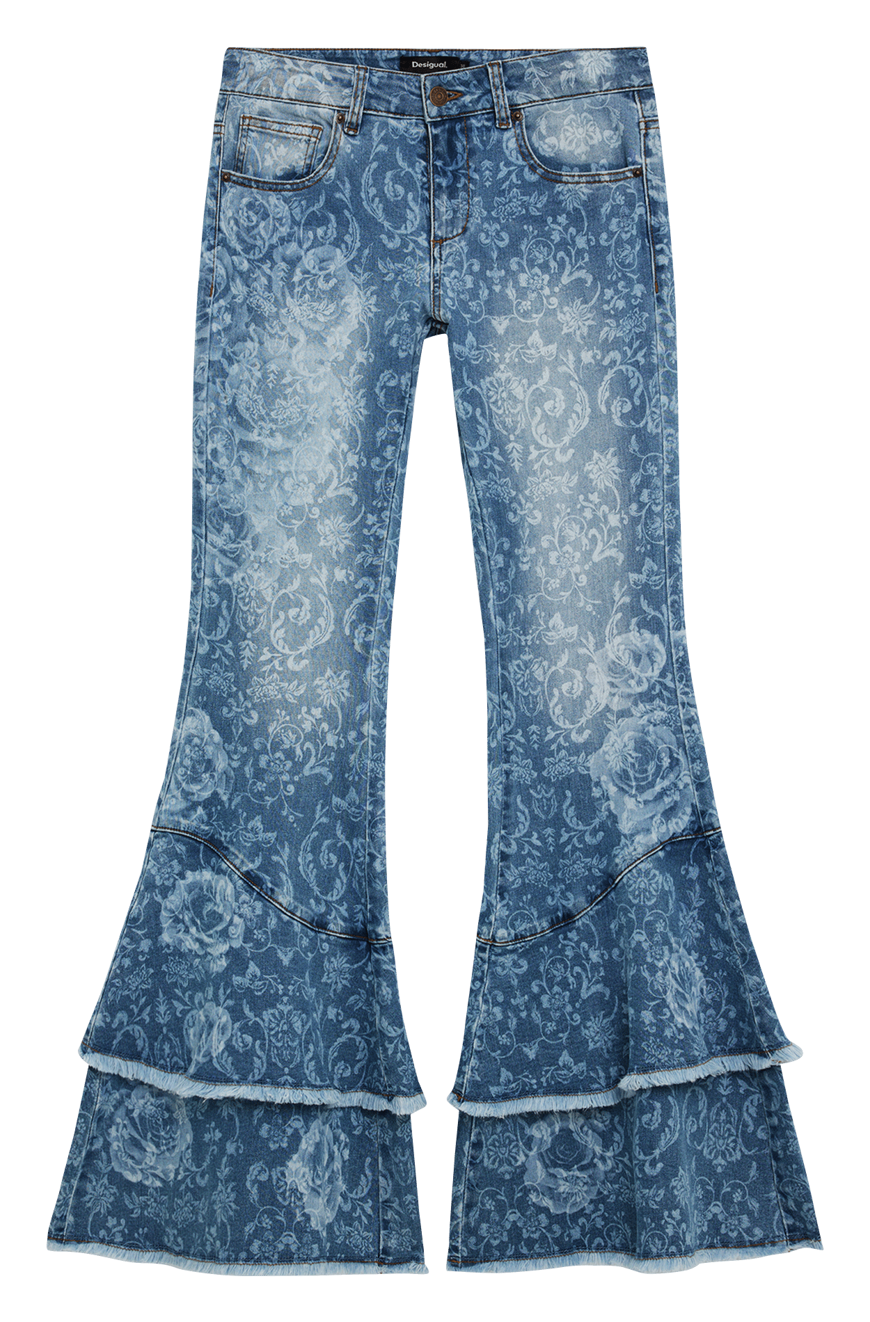 Flared jeans with jacquard ruffles DESIGUAL Blue