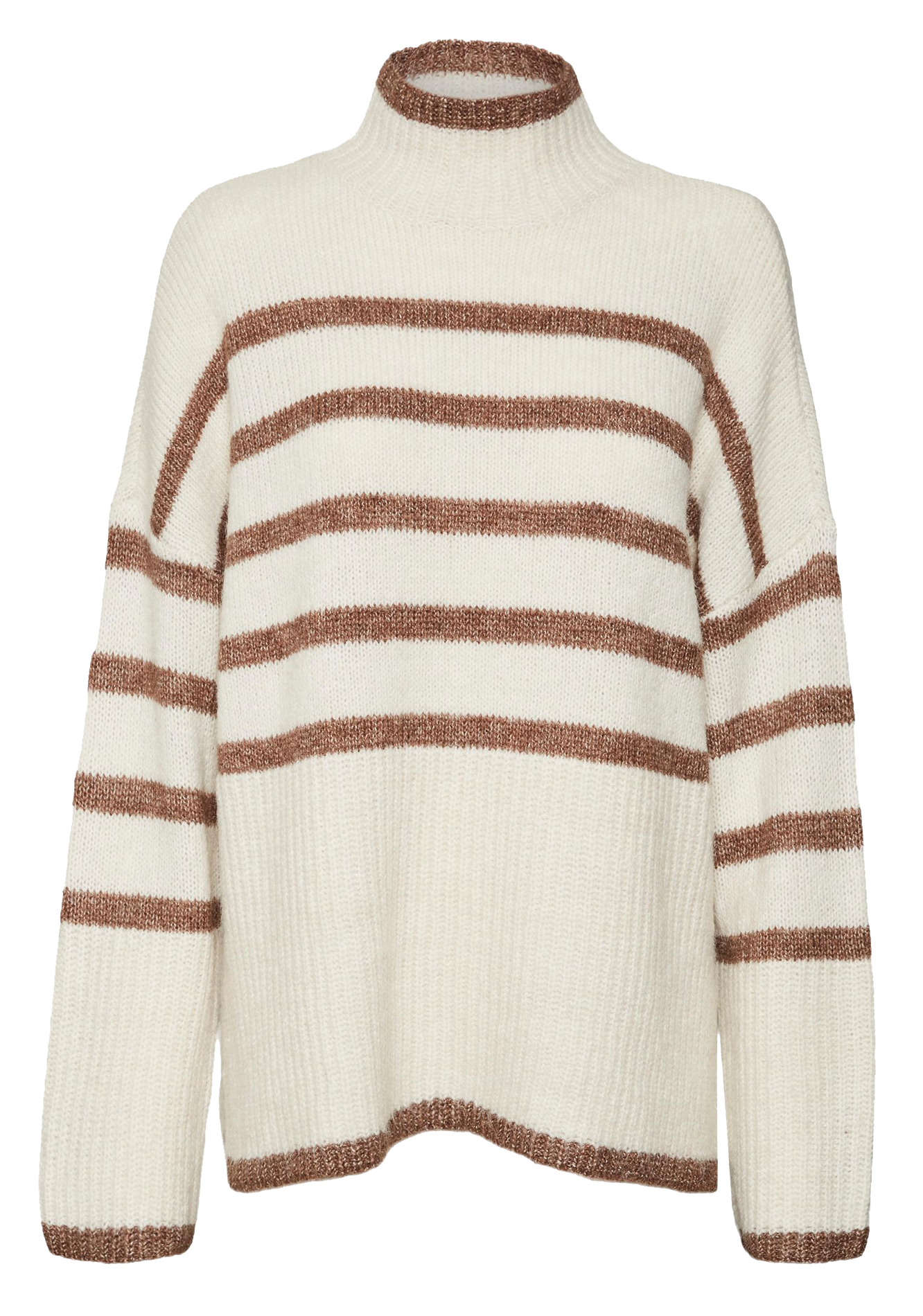 Pull col montant à rayures  VERO MODA CURVE Beige