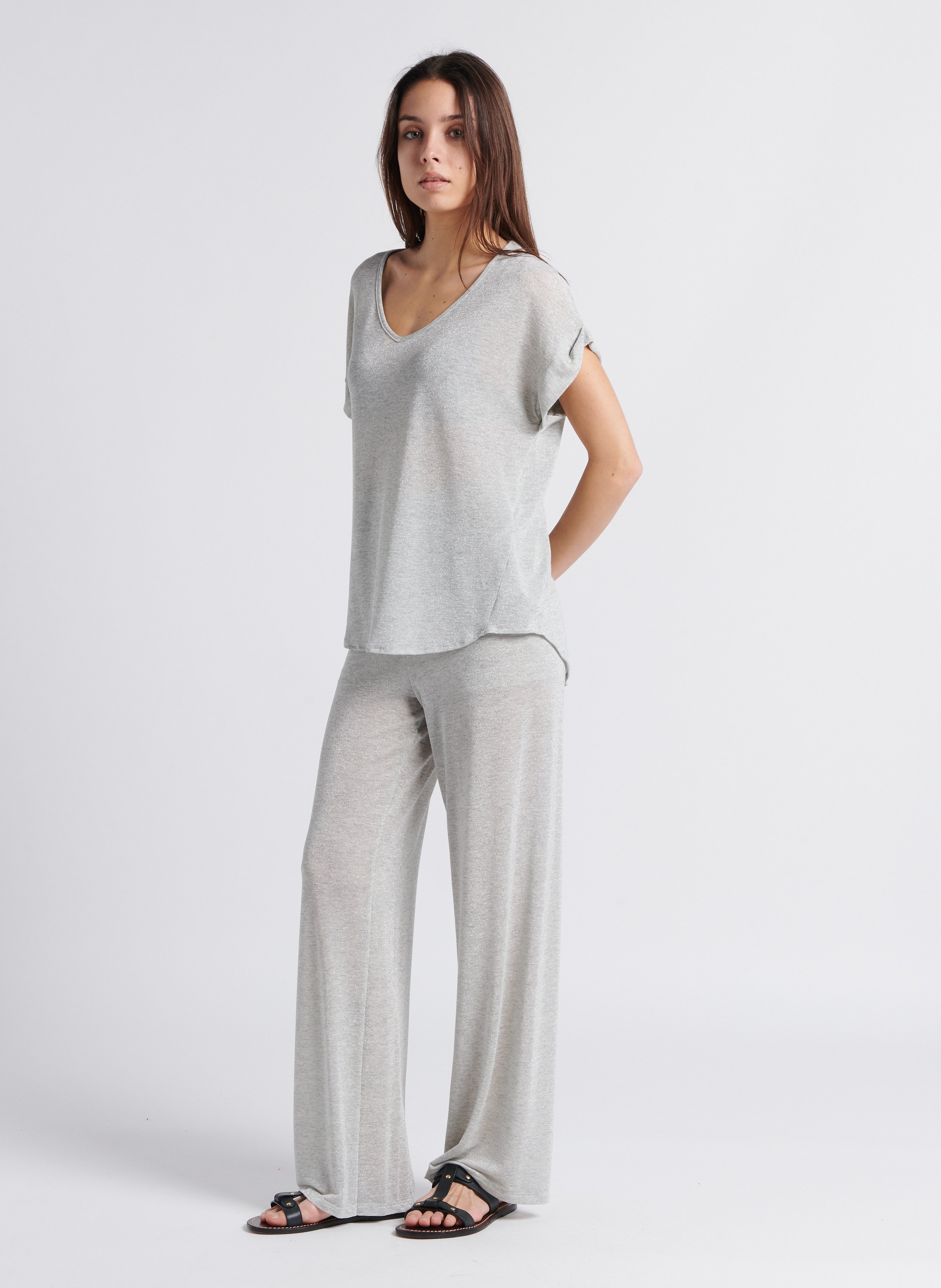 High-waisted bootcut pants PLEASE Grey