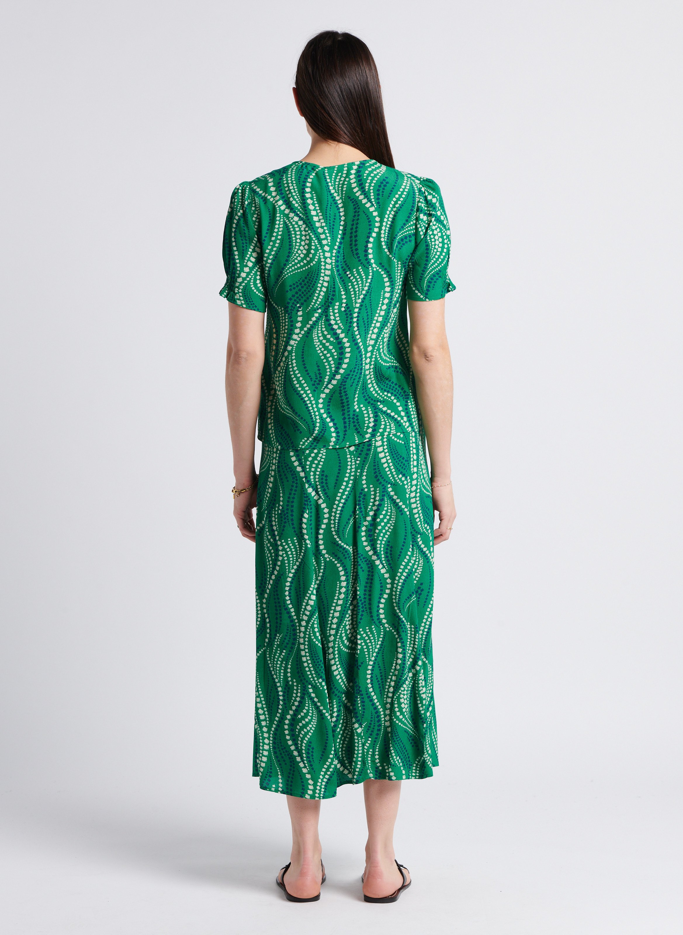 Top recto estampado Verde