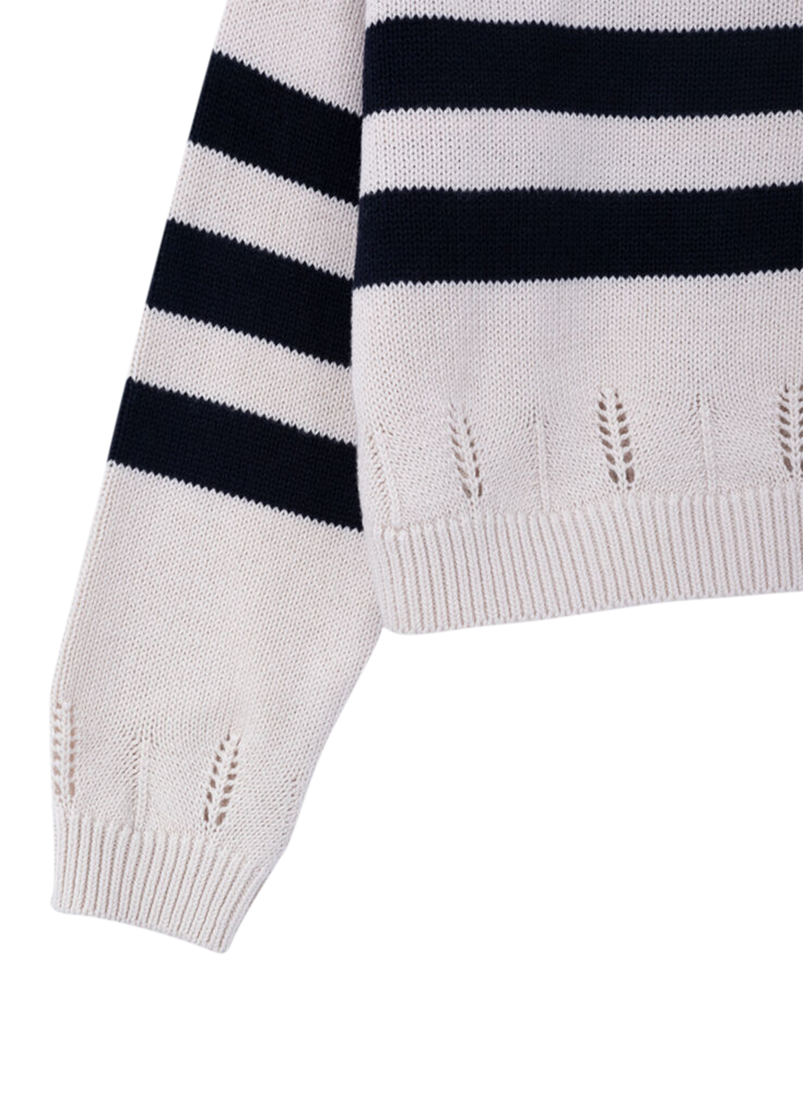 Oversized Striped Cotton Sweater White