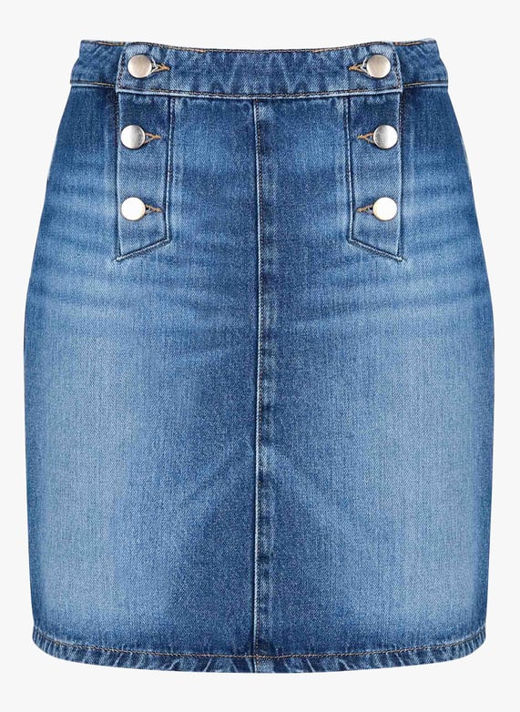 Jupe courte taille haute en coton Bleu