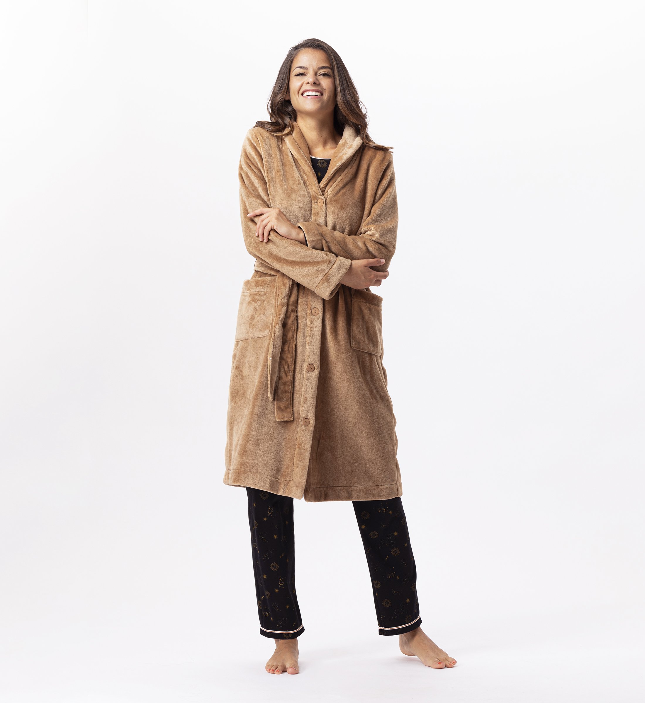 Plush flannel robe LE CHAT Brown