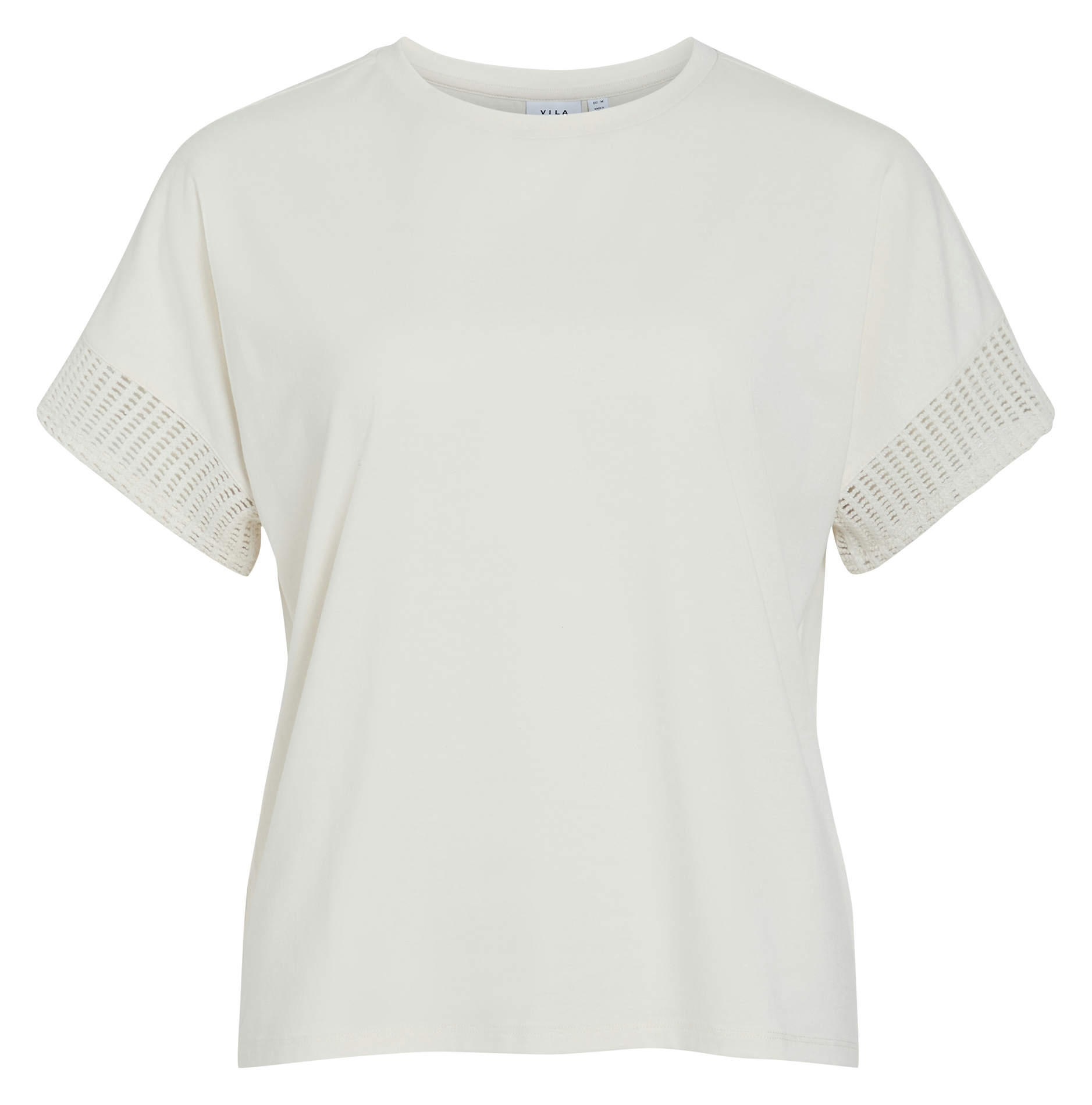 Straight t-shirt in mixed recycled fibers VILA Beige