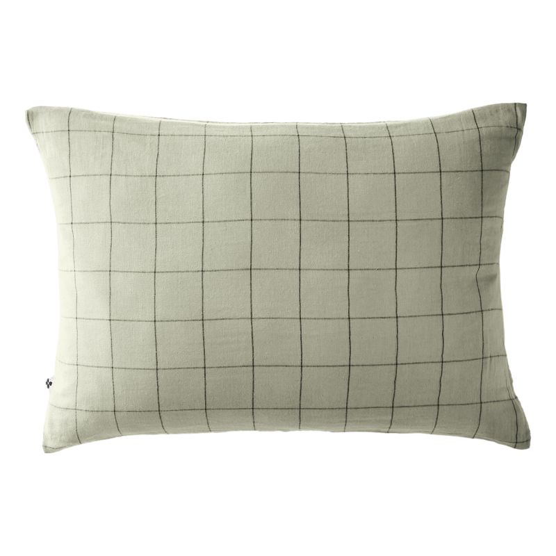 Cotton percale pillow case L'EFFET PAPILLON Green