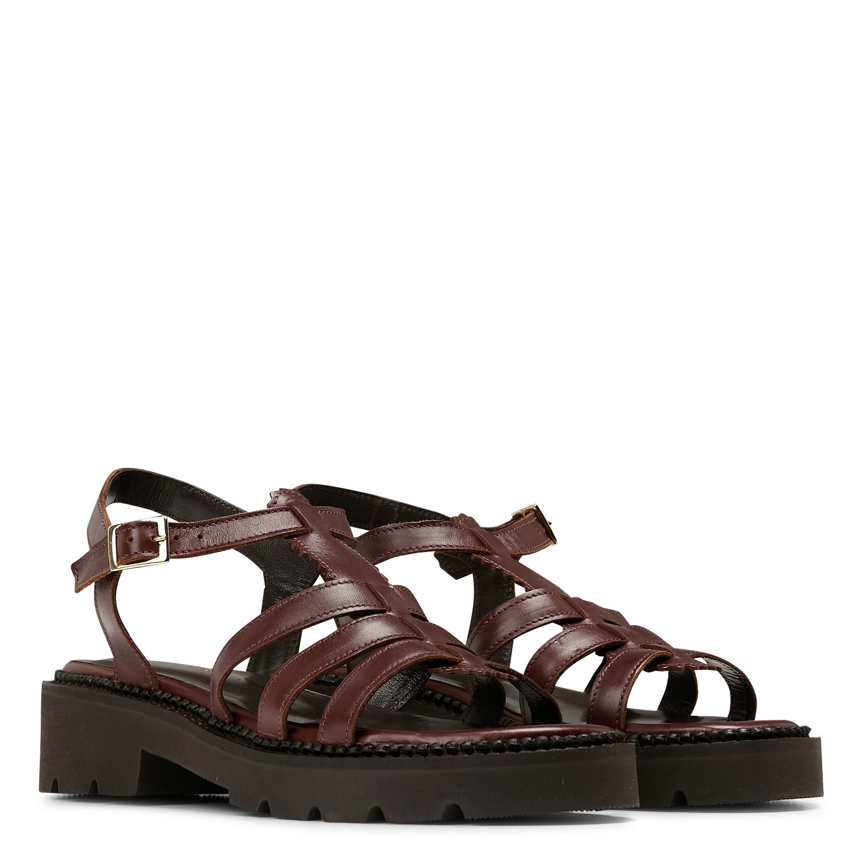 Ledersandalen mit Keilabsatz MELLOW YELLOW Braun