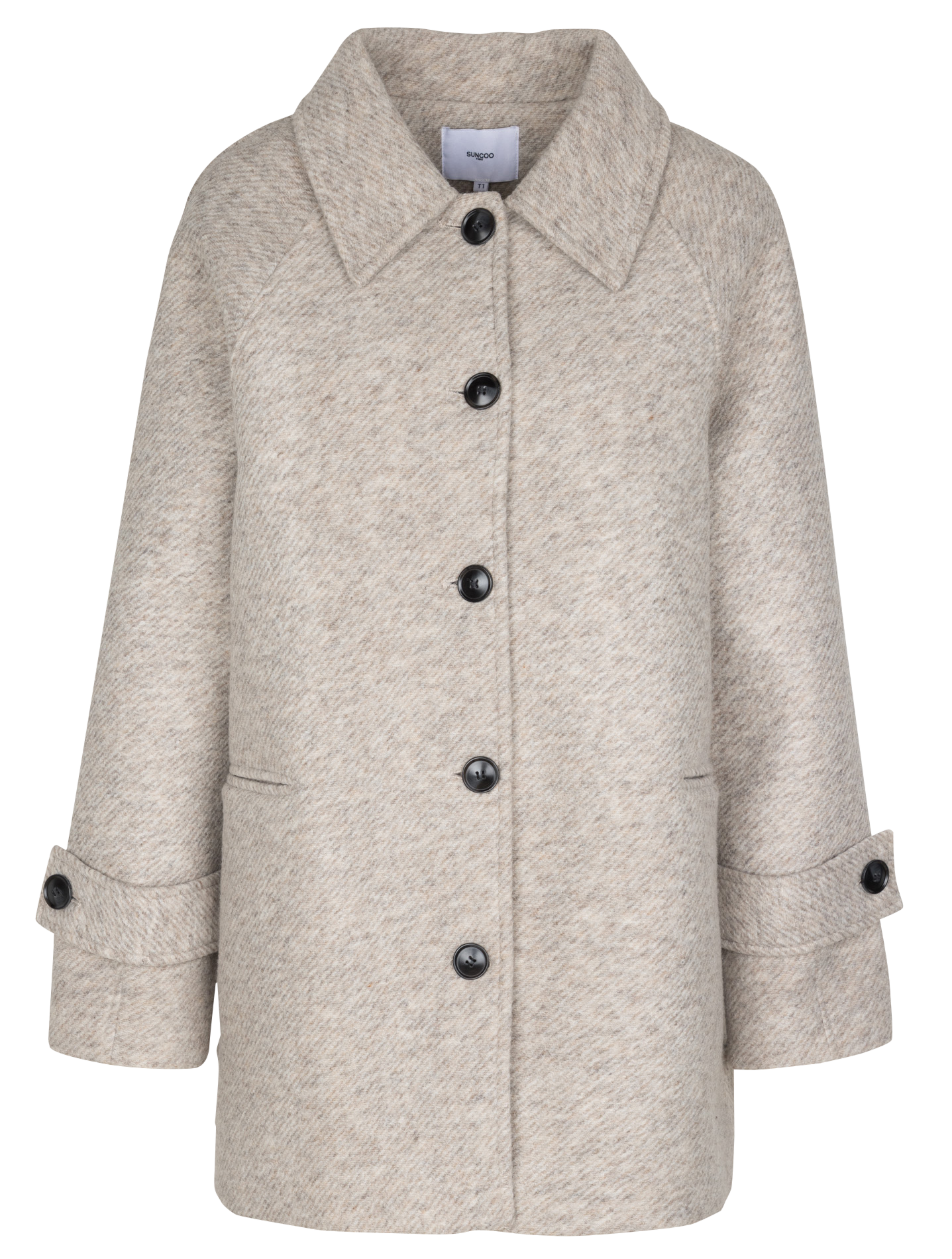 Gerader knöpfbarer Mantel SUNCOO Beige