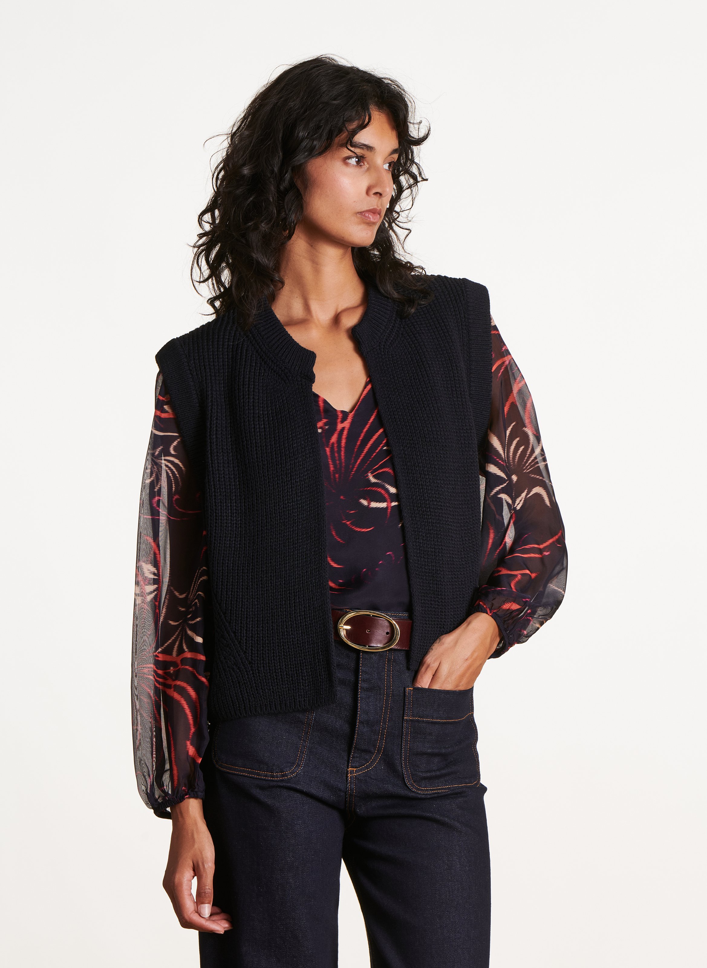 Round-neck cardigan LA FEE MARABOUTEE Blue