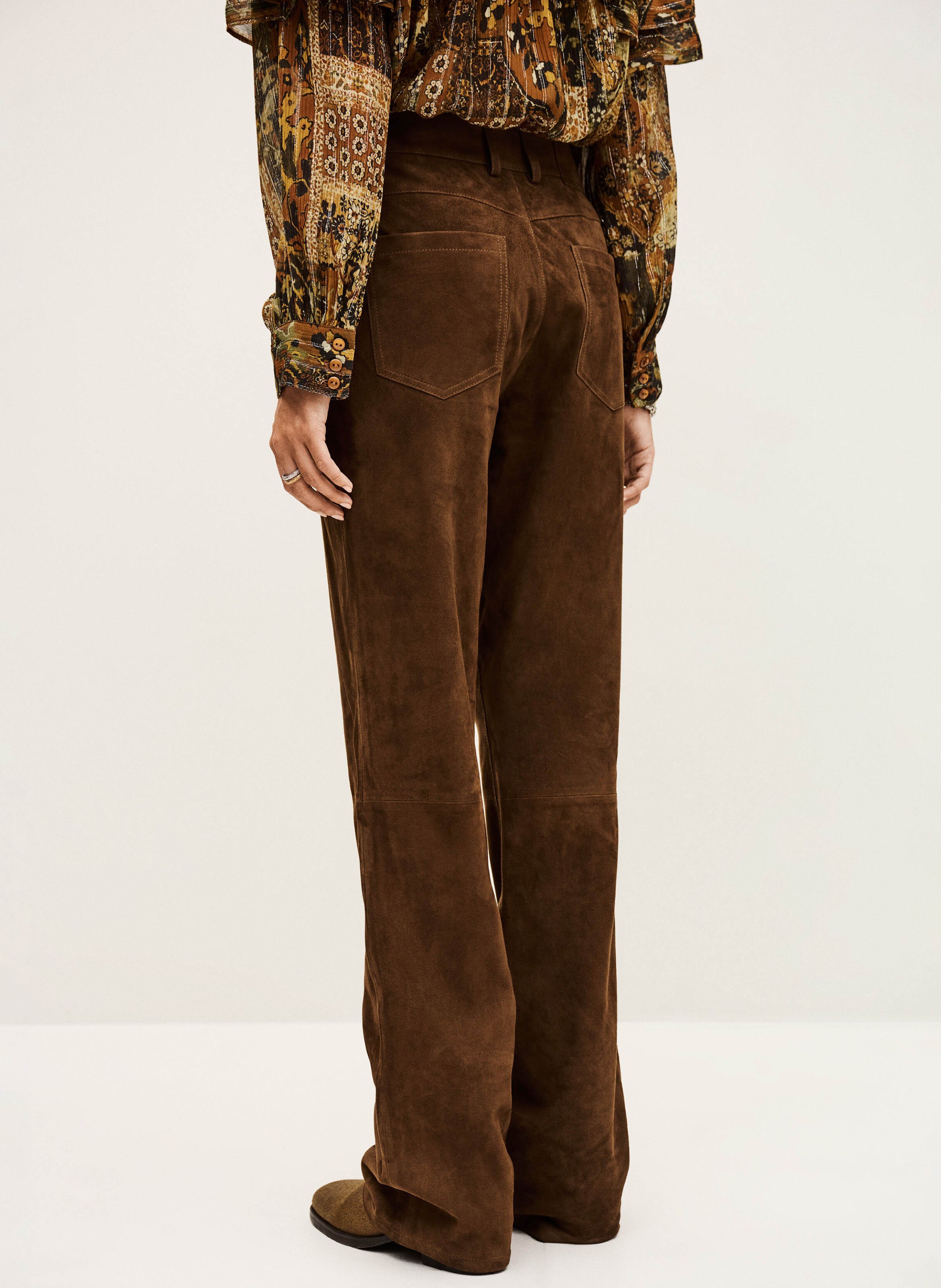 Pantalon large en daim BA&SH Marron