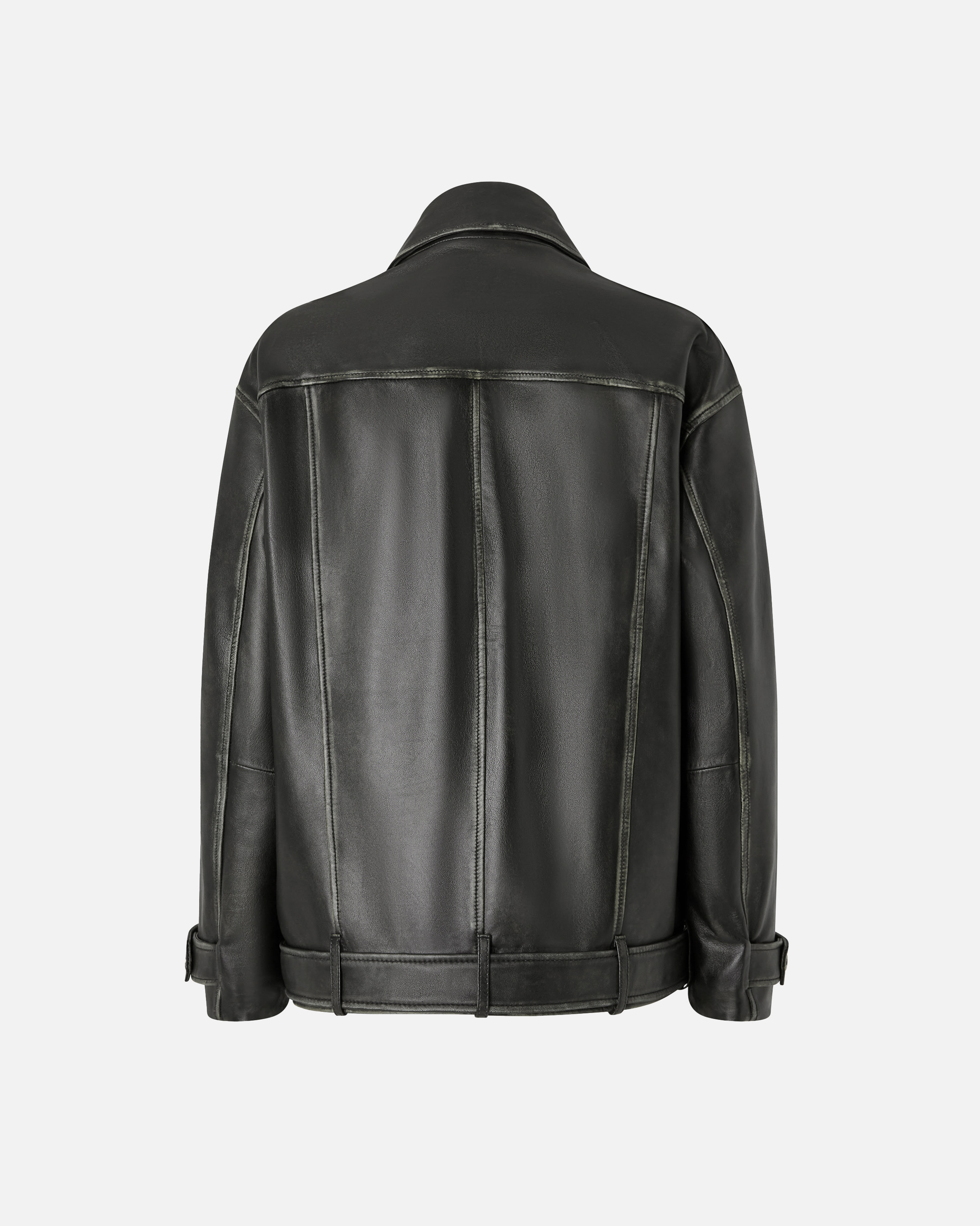Leather biker jacket PINKO Black