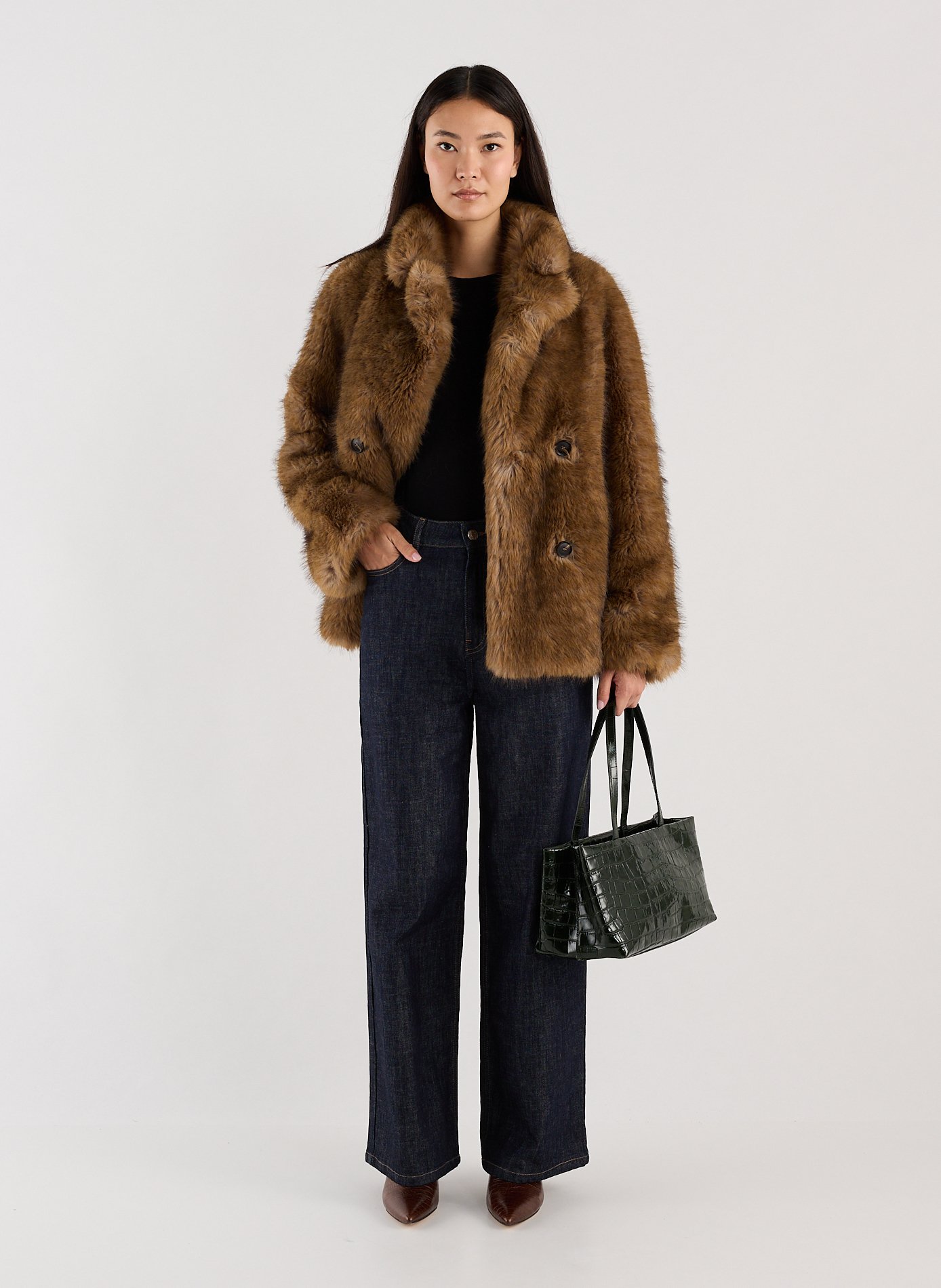 Coat with fur-lined tailored collar SAISON 1865 Beige