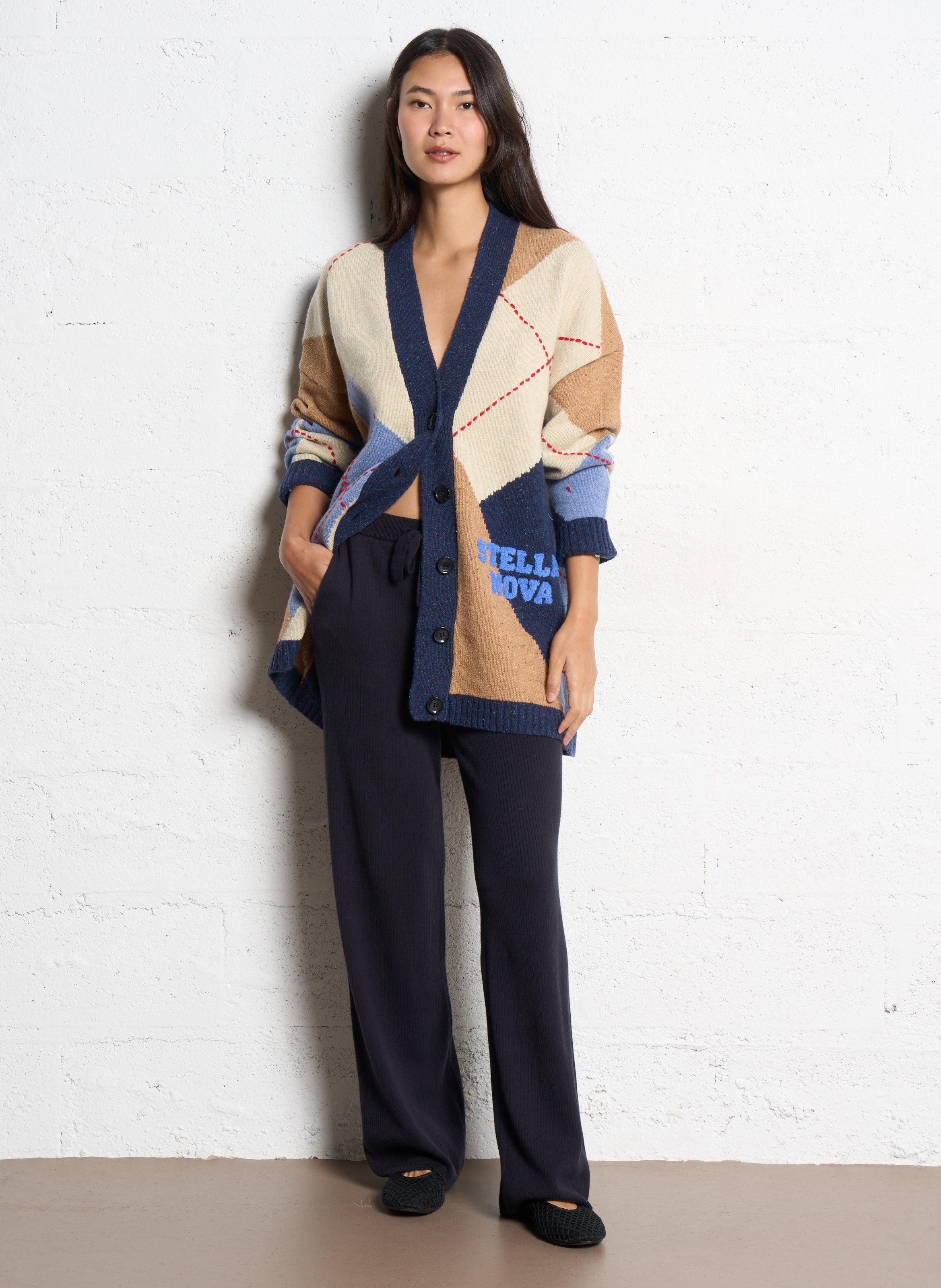 Pantalon droit en coton bio mélangé MAJESTIC FILATURES Bleu