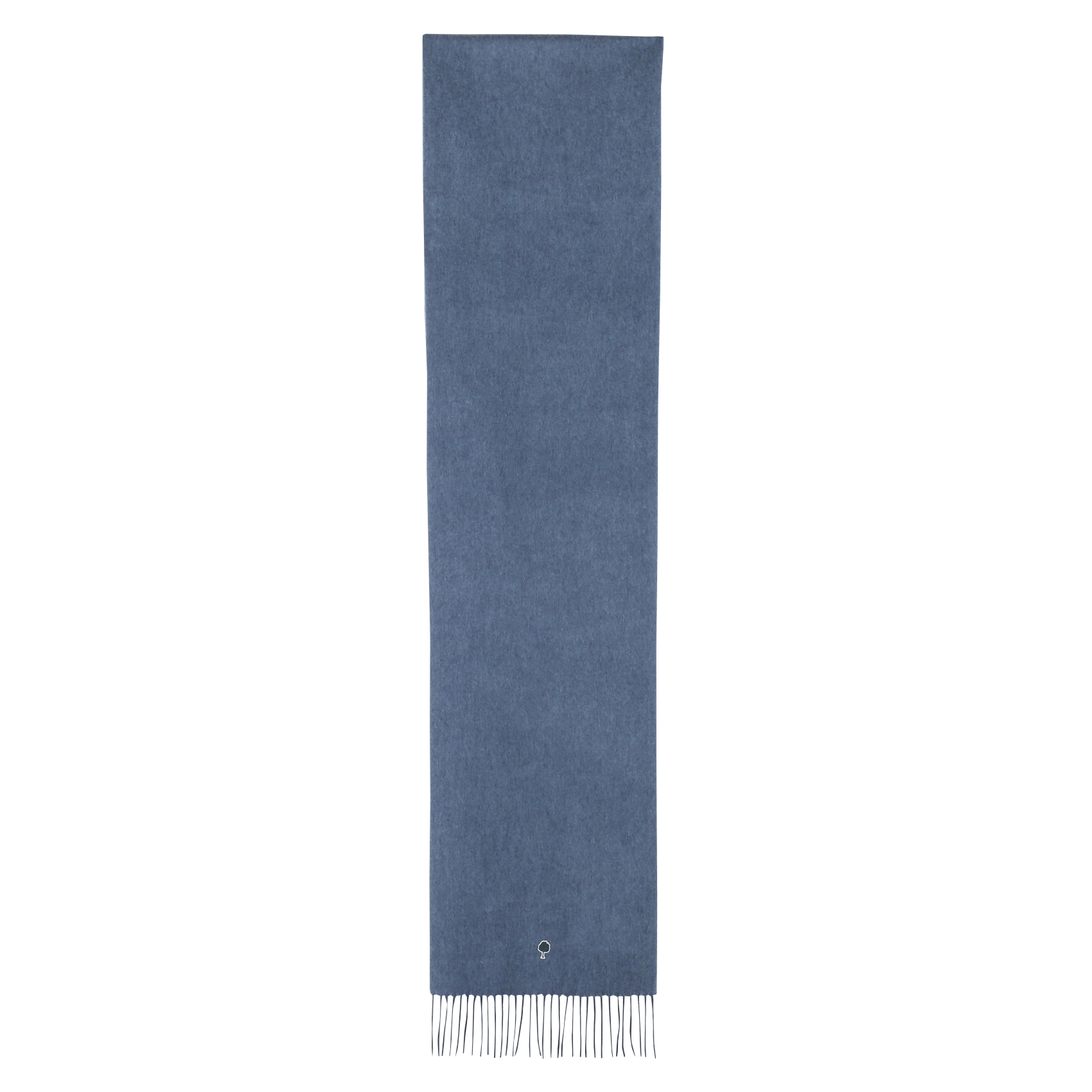 Solid scarf with embroidered logo in wool FAGUO Blue