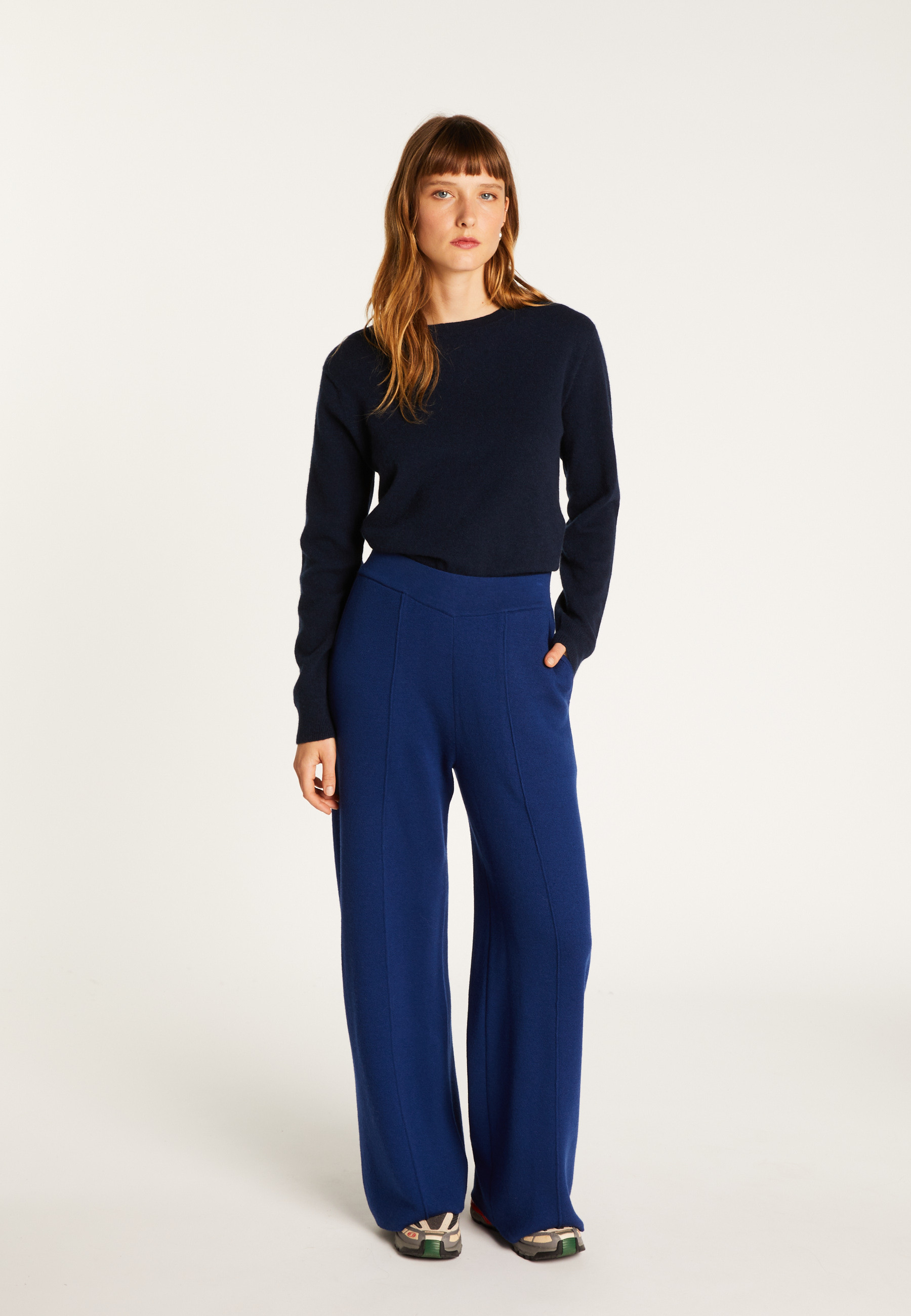 Merino wool trousers BILLIE 03-bleu foncé