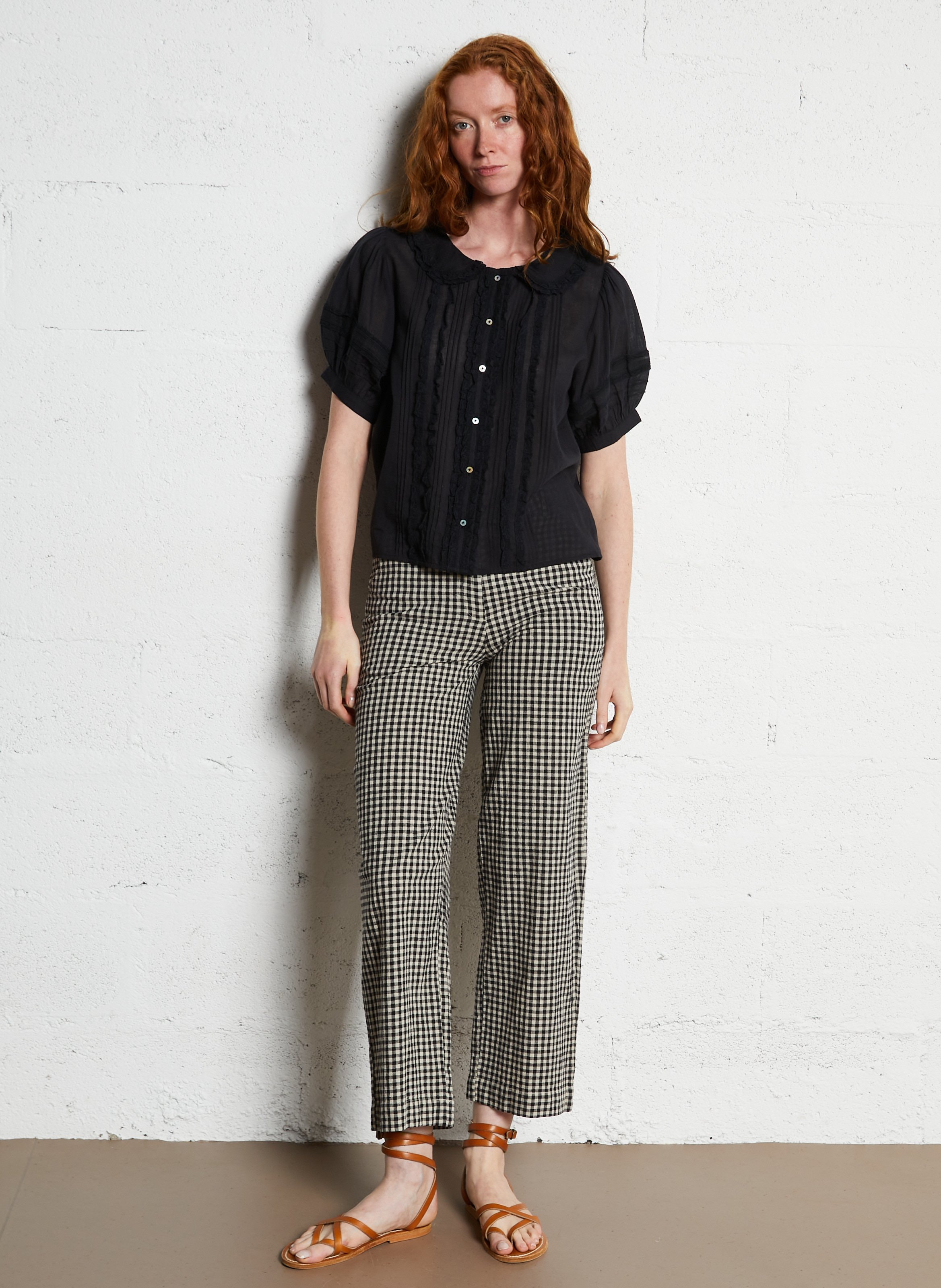 Blouse with organic cotton Peter Pan collar EMILE ET IDA Black