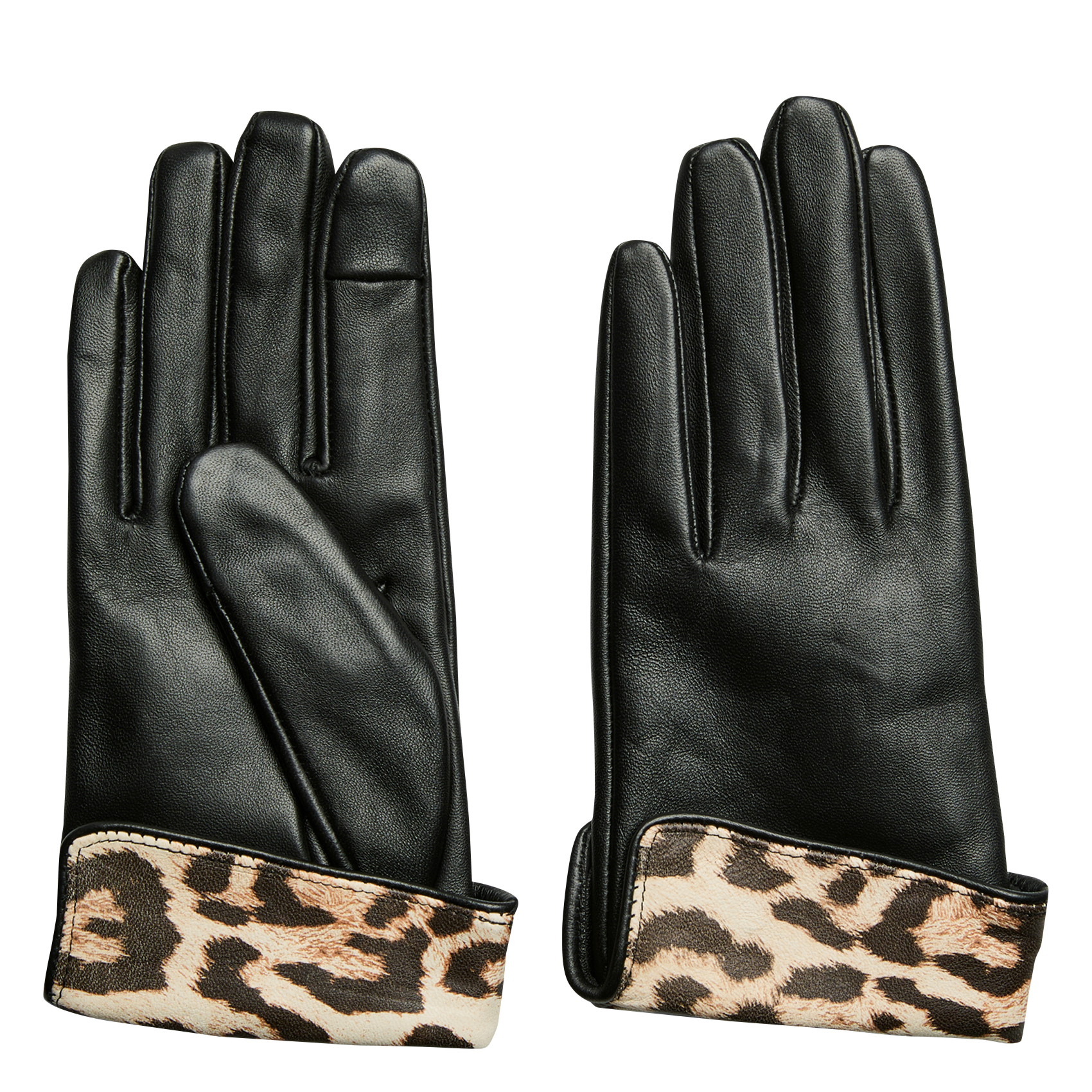 Einfarbige Handschuhe aus Leder PIECES Schwarz