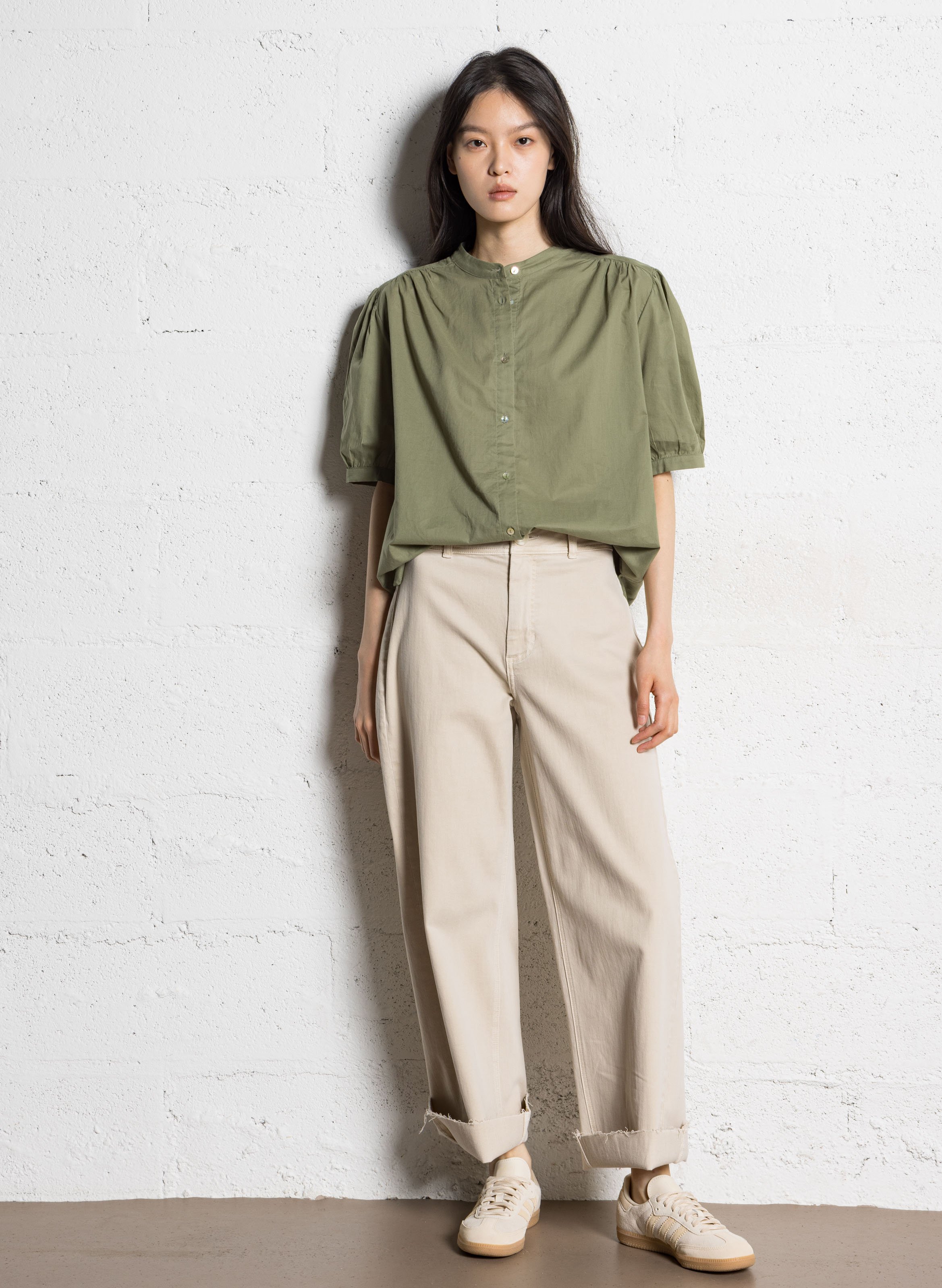 Oversize-Baumwollhemd mit klassischem Kragen JC SOPHIE Grun