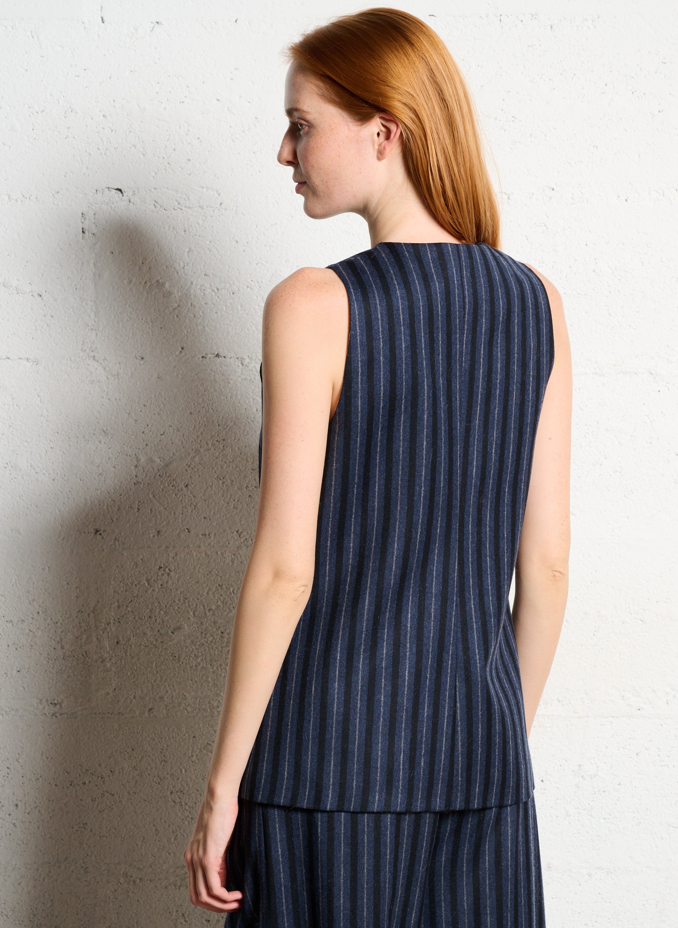 Striped straight wool blend vest SOPHIE+LUCIE Blue