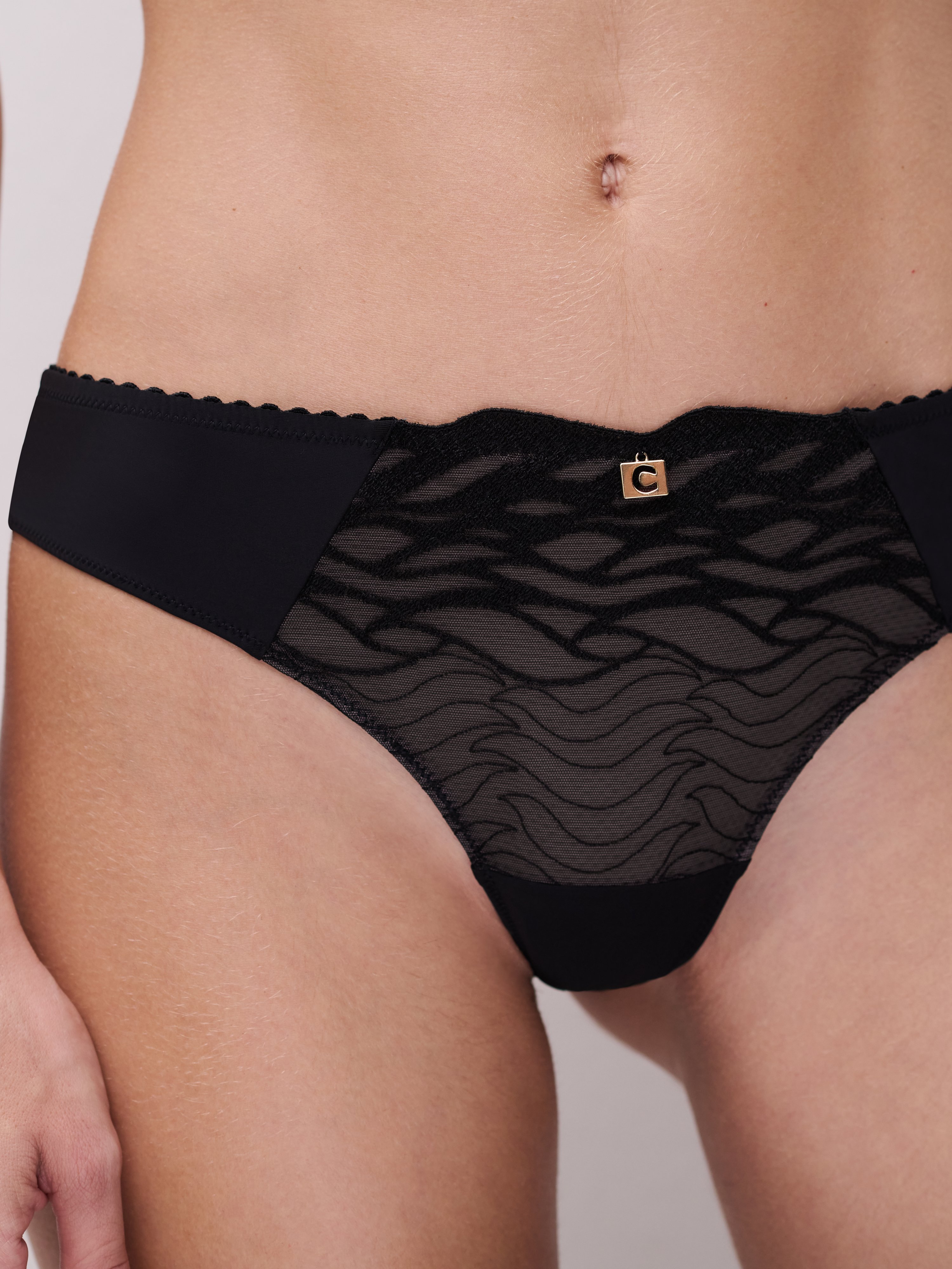 Cotton tanga CHANTELLE Black