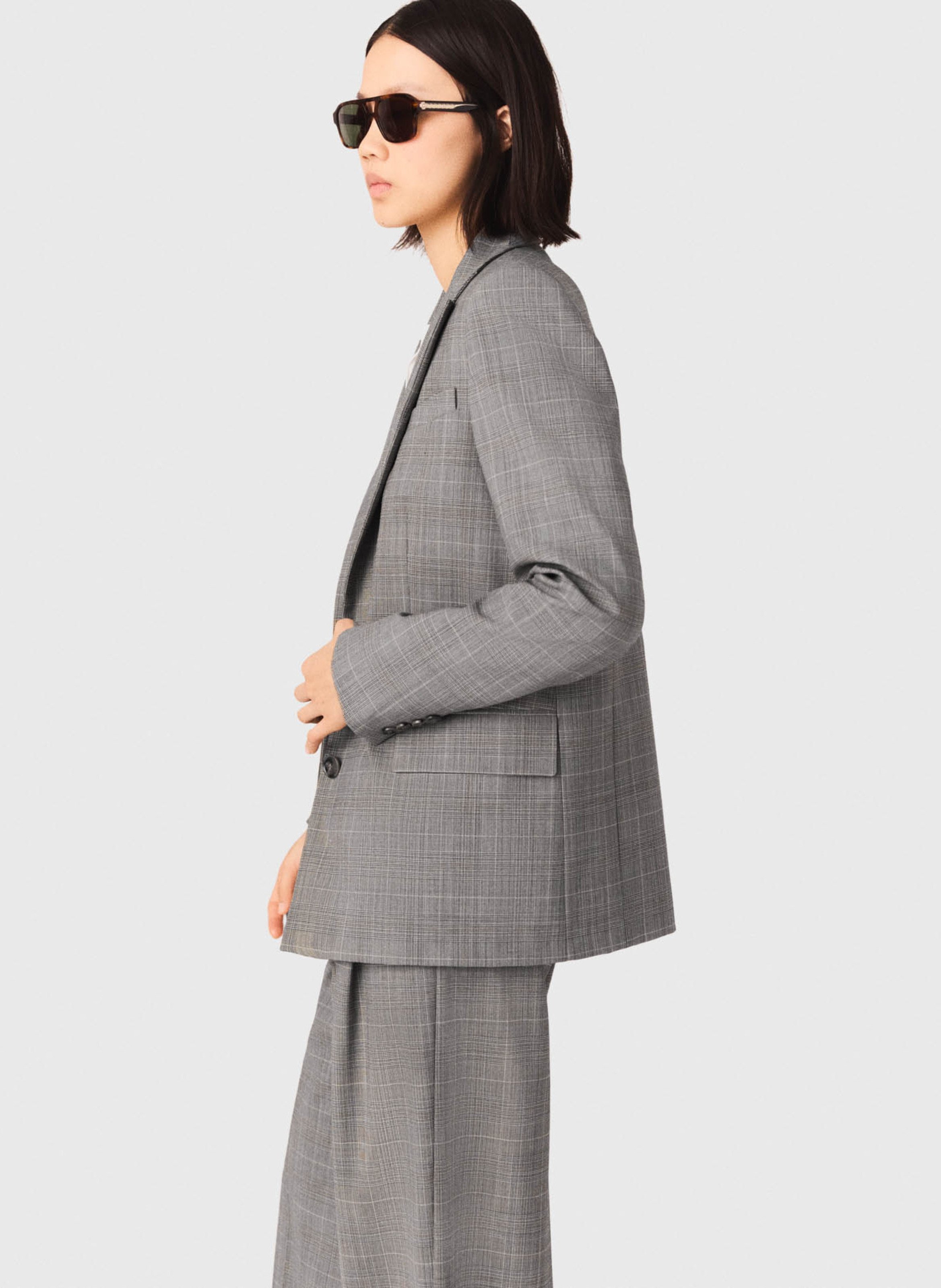 Veste col tailleur en laine mélangée MAJE Gris